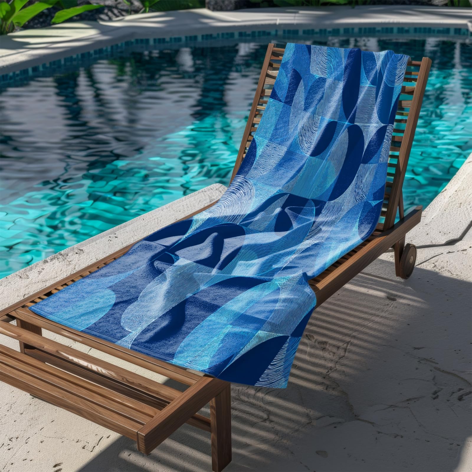 Drap de Plage XXL 200X200 Abstract Bleu Profond Serviettes de Plage en Microfibre,Serviette Piscine Extra Large sans Sable pour Adultes Séchage Rapide
