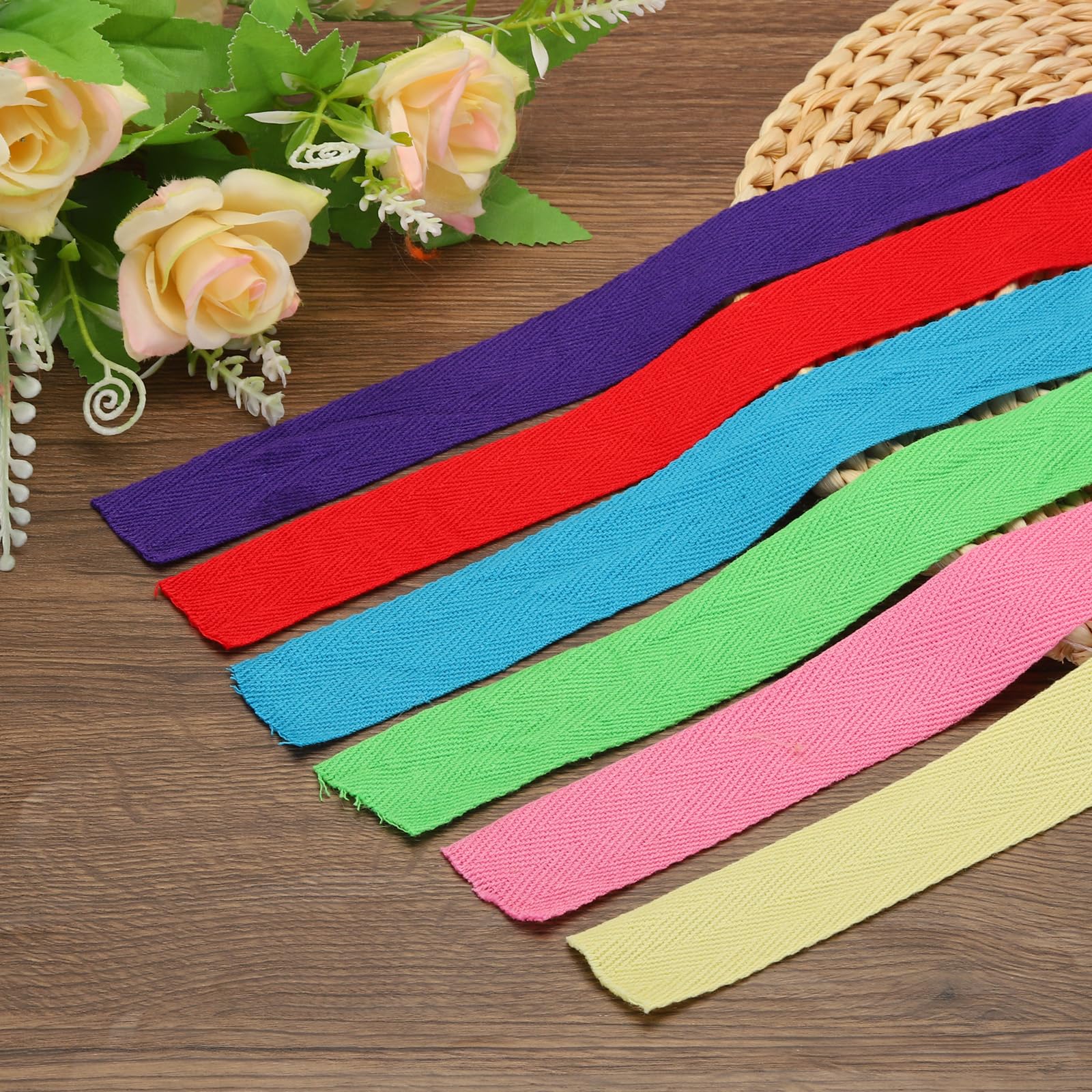 PATIKIL 1"/2,5cm Nastro in Twill di Cotone 10 Iarde Nastro Cotone Nastro di Sbieco Fettuccia a Spina di Pesce per Cucito Confezione Regalo Artigianato Fai Da Te Rosso Scuro