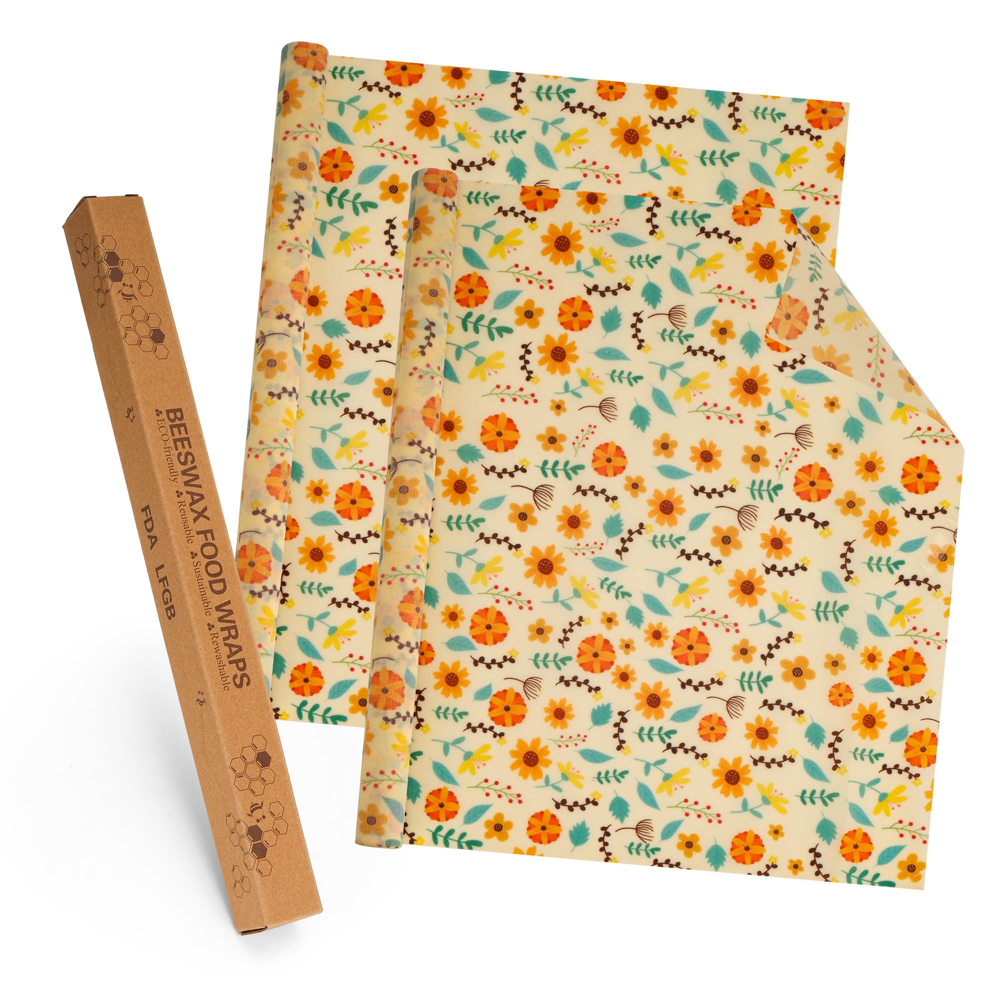 Papier de cire d'abeille en coton bio lavable pour fromage, fruits et pain 100x33cm