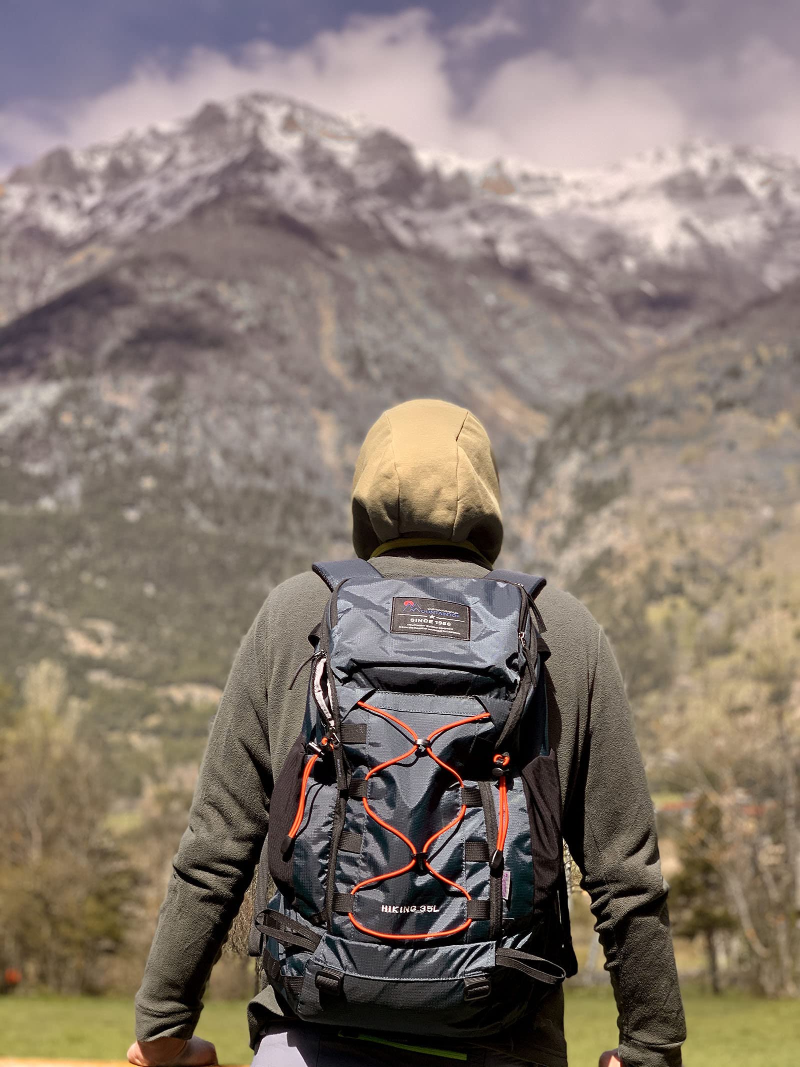 Mountaintop 35L Wanderrucksack Herren Damen Reiserucksack Trekkingrucksack Outdoor Rucksäcke mit Regenhülle für Camping Wandern Radfahren Tagesausflüge, 55x30x18cm