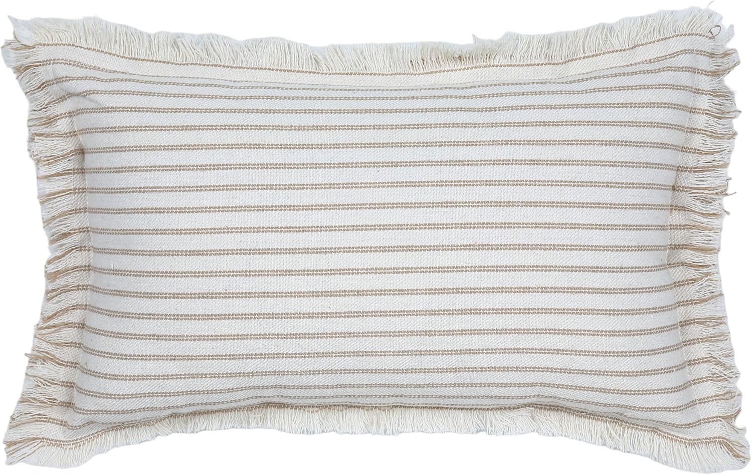 BOYSUM Linen Fringed Decorative Pillow Covers 12x20 for Bed