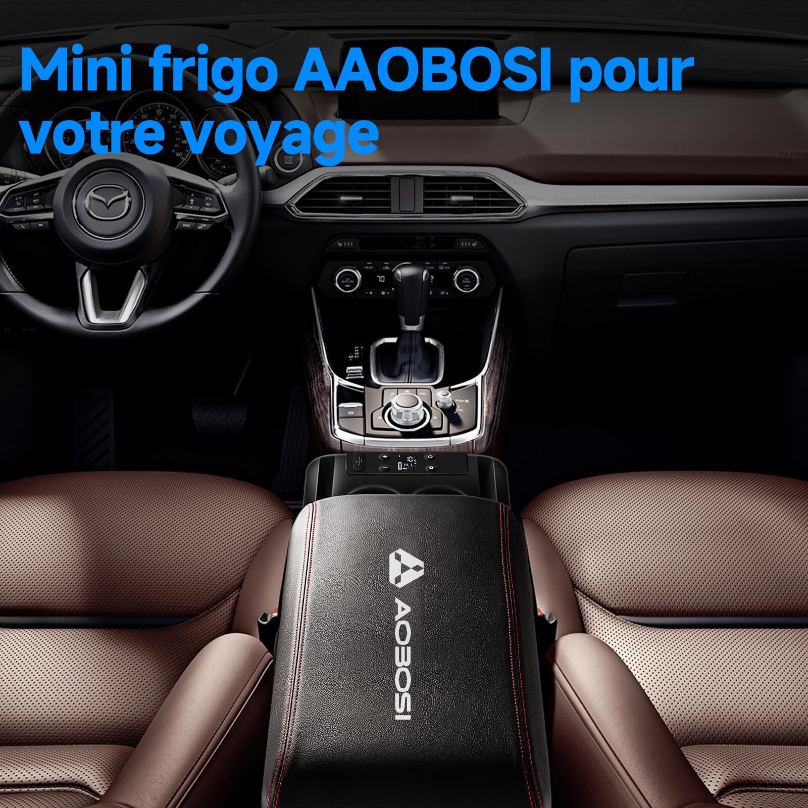 AAOBOSI 15L Glaciere électrique, 12V Réfrigérateur de Voiture à Compresseur, APP und Bouton Contrôle, Frigo pour Voiture, Camion, Camping, Voyage