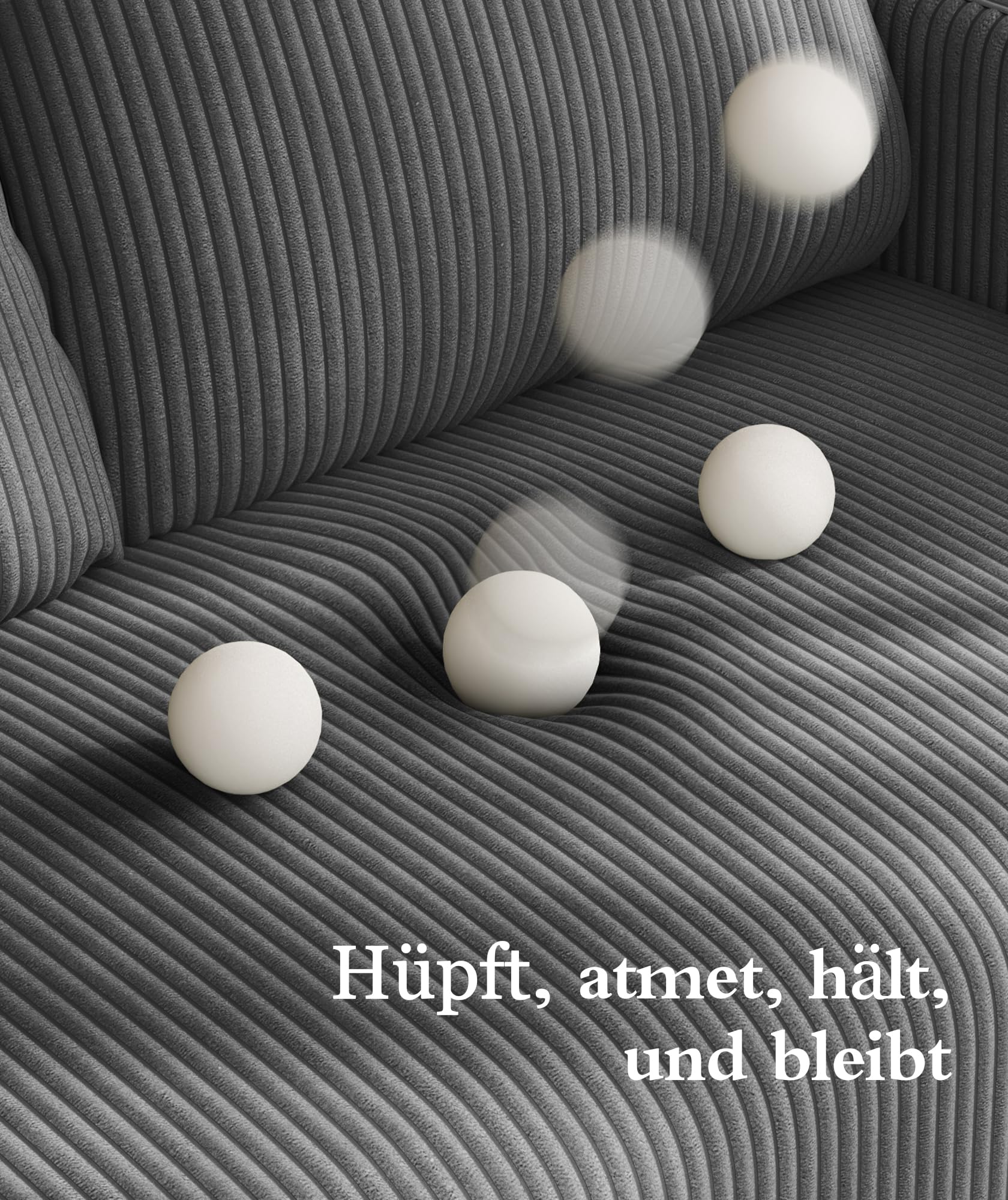 Domusensus Schlafsofa, 120CM Cord Sofa mit Schlaffunktion, 2 Sitzer Sofa | Schlafcouch 53CM Extra Tiefe Sitze, Couch mit schlaffunktion, Klein Sofa 2 Sitzer, Schlafzimmer Sofas fürs Büro 2 Kissen,Grau