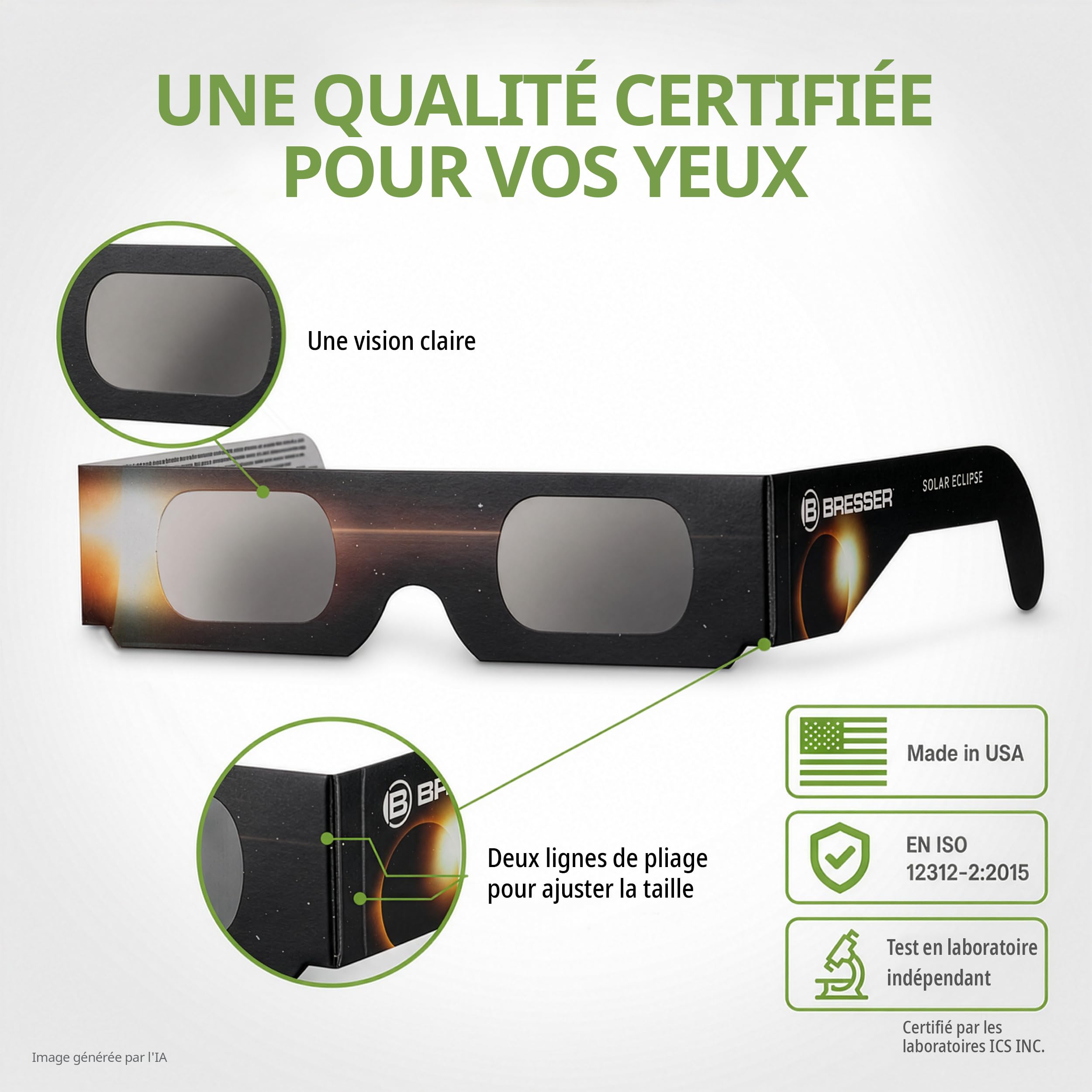 BRESSER Lunettes Eclipse Solaire certifiée CE ISO 12312-2 lot de 50 | Bresser Lunettes Eclipse Solaire certifiée CE ISO 12312-2 lot de 50