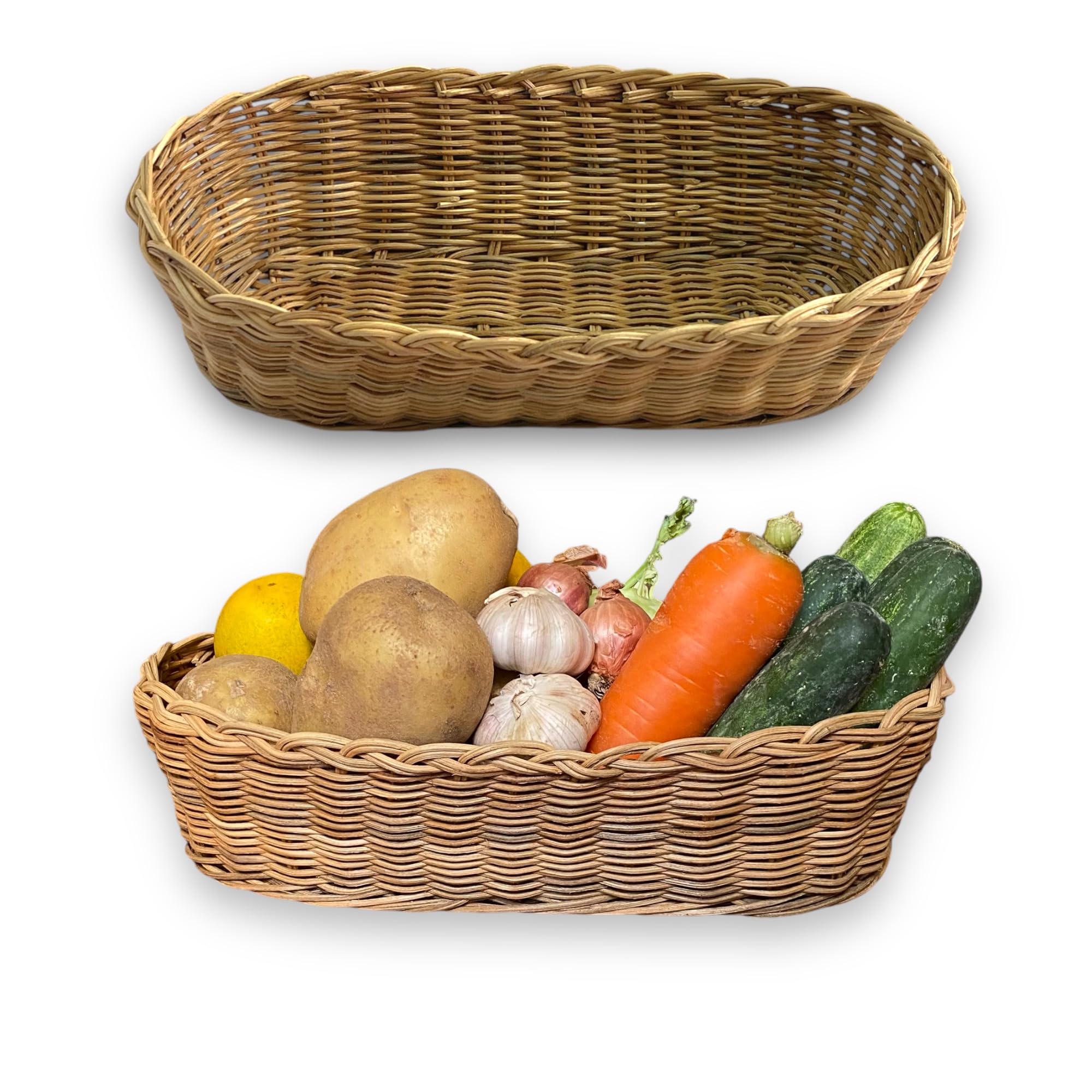 Set 2 of pcs Rattan Wicker Woven Serving Baskets for Bread, Fruit, French Fries, Vegetables, Restaurant Serving & Tabletop Display Baskets