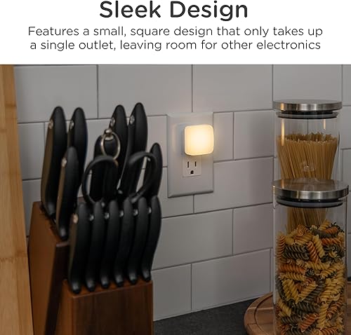 Miniatura 3 de Lights by Night Mini luz nocturna LED cuadrada, enchufable, sensor de atardecer a amanecer, compacta, iluminación ambiental, para niños o adultos,