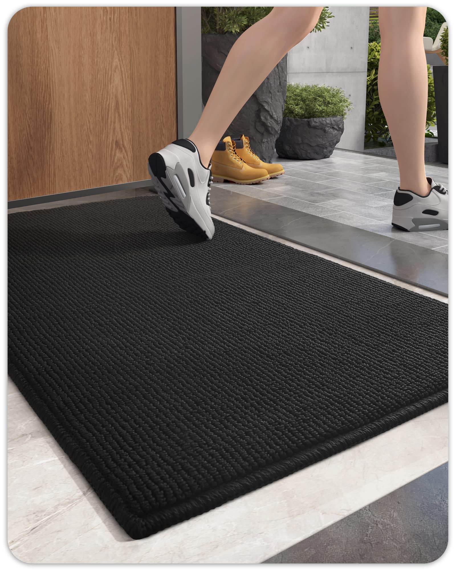 Color&GeometryDoor Mat Indoor Entrance- Dirt Trapper, Absorbent, Non Slip, Washable Doormat, 19.5"x31.5" Indoor Door Mat Black Entrance Rugs Indoor Rugs for Entryway
