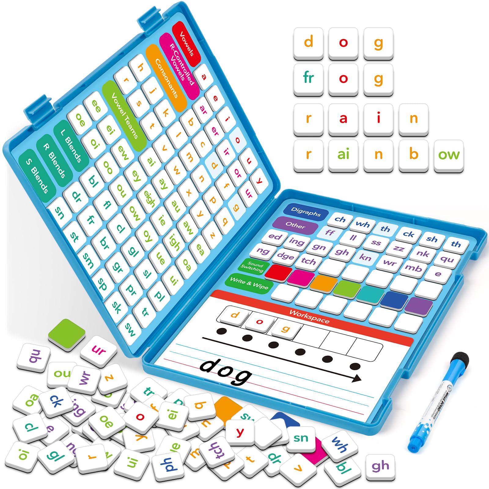 Phonics Magnetic Letter Tiles,All-in-one Magnetic Phonics Kit