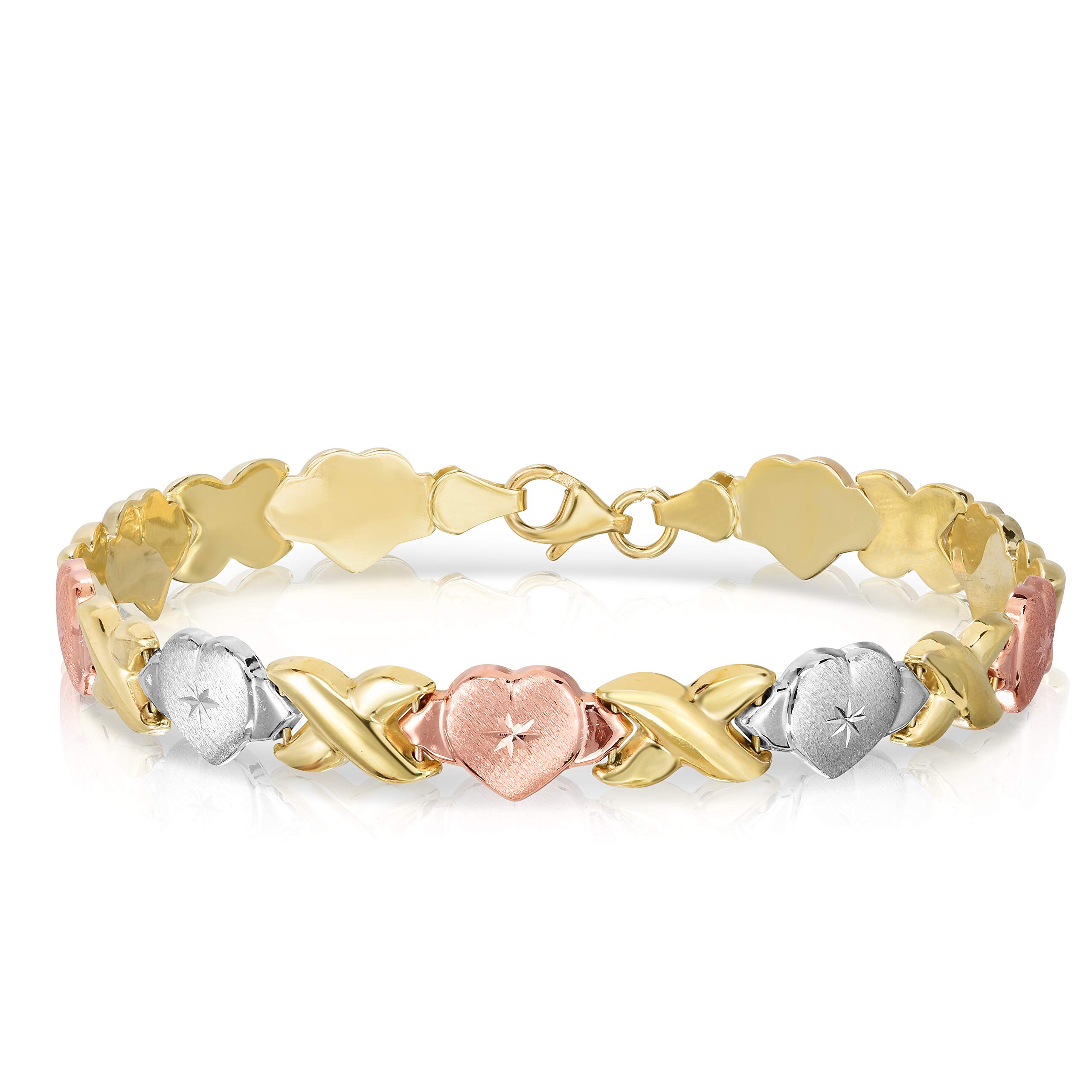 Floreo 10k Fine Gold Stampato Xoxo X Heart Chain Bracelet
