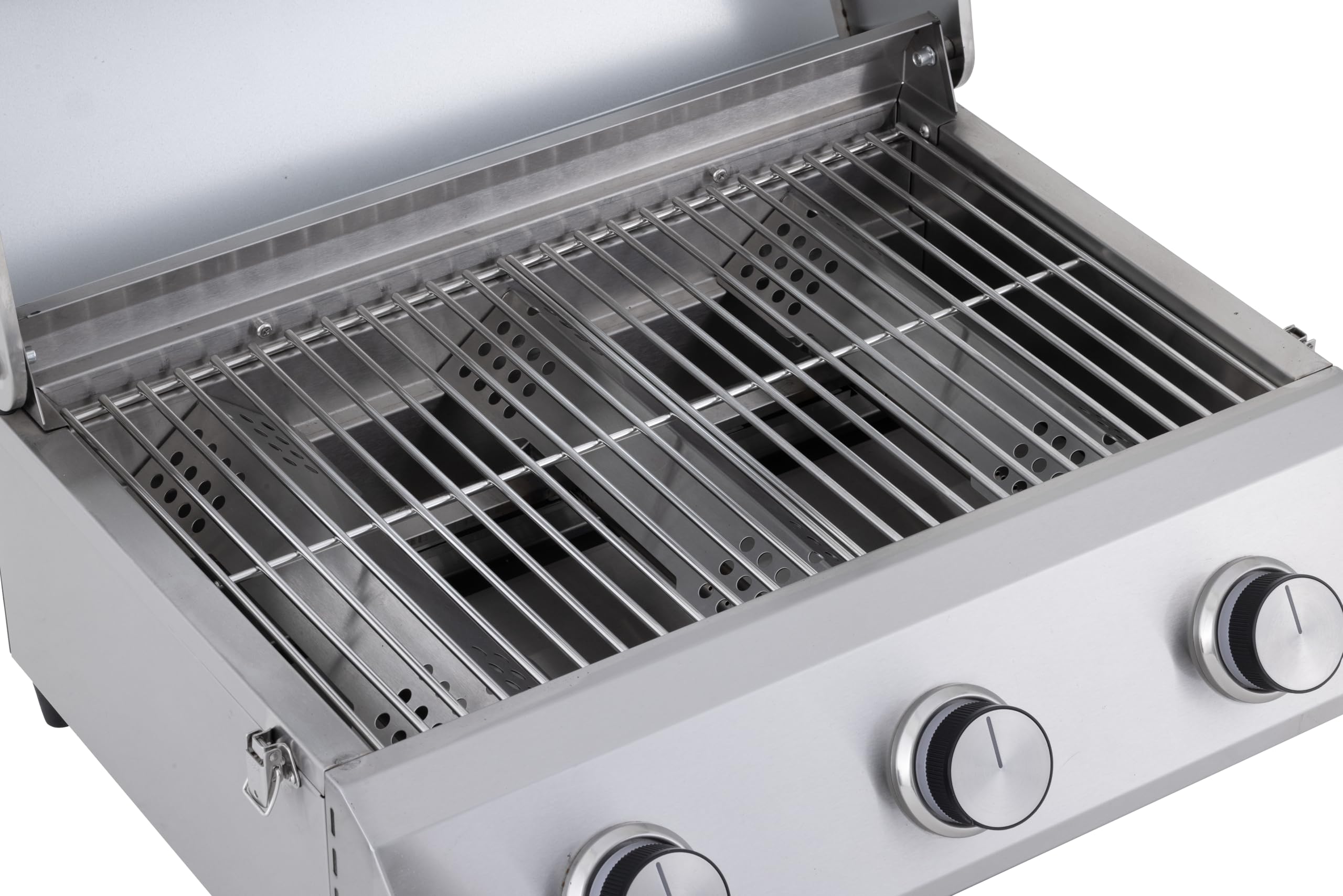 Tarrington House Barbacoa de Gas de Sobremesa Cathan, Acero Inoxidable, 3 Quemadores x 2,2 kW, Termómetro Integrado, Bandeja Recogegrasa, Portatil