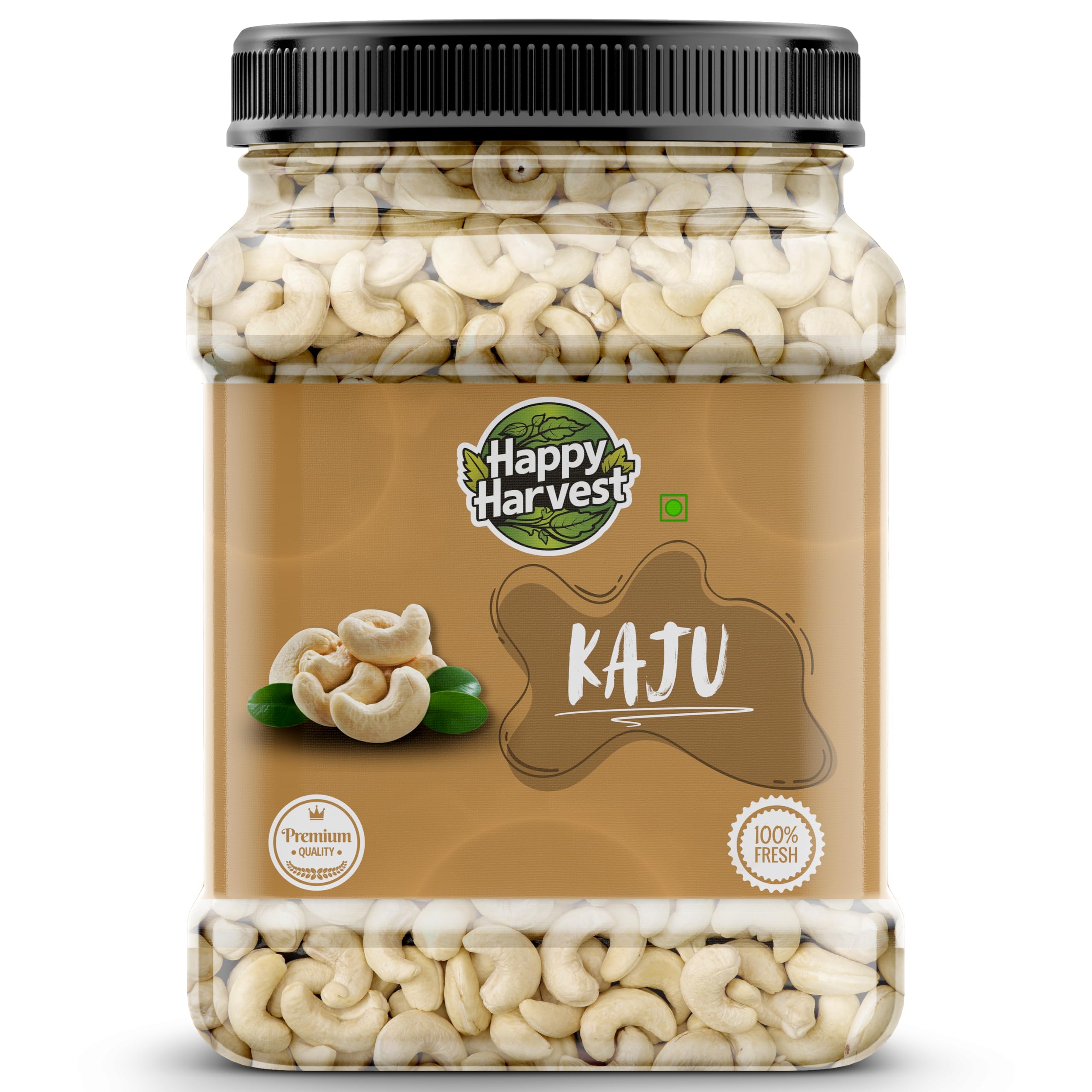 Happy Harvest Natural&Crunchy Premium Whole Cashews Nutritious&Delicious Nuts, Premium Kaju Nuts|Gluten Free|Source Of Minerals&Vitamins|Dry Fruits (Jar Pack) (Packing May Differ) (750GM)