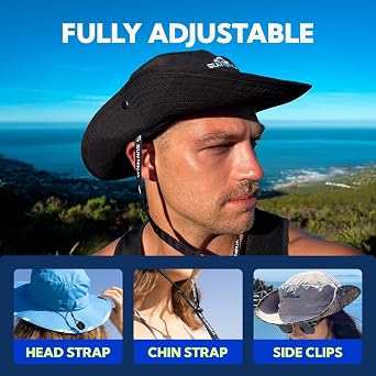 SUN NINJA Bucket Hat for Men & Women, Cooling with Adjustable Strap, Wide Brim, UPF UV 50+ Protection, Foldable for Outdoors