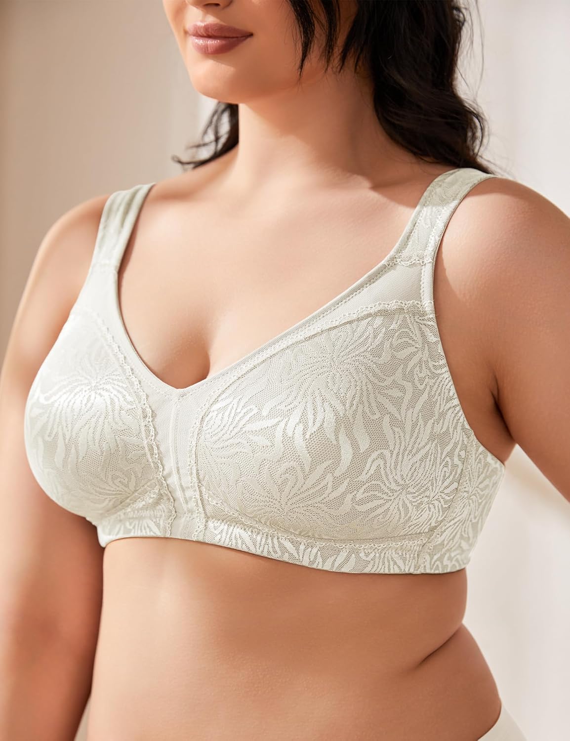 Wingslove Women's Full Coverage Non Padded Comfort Minimizer Wire-Free Bra Plus Size - Image 2