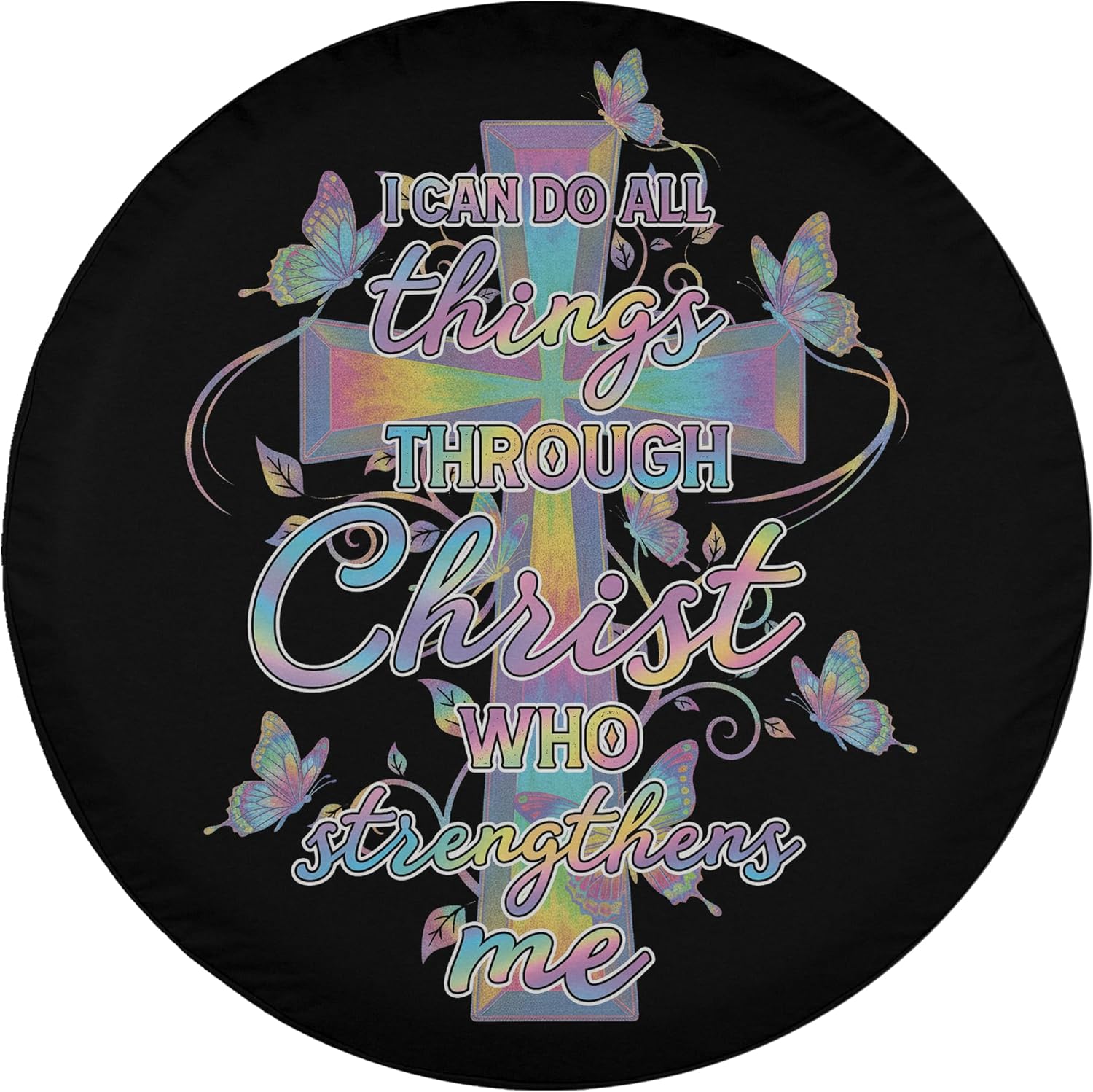 ThangPham Shop Floral Christian Faith Spare Tire Cover with/Without Backup Camera Hole – Religious Theme Design for Lovers (Style 3)