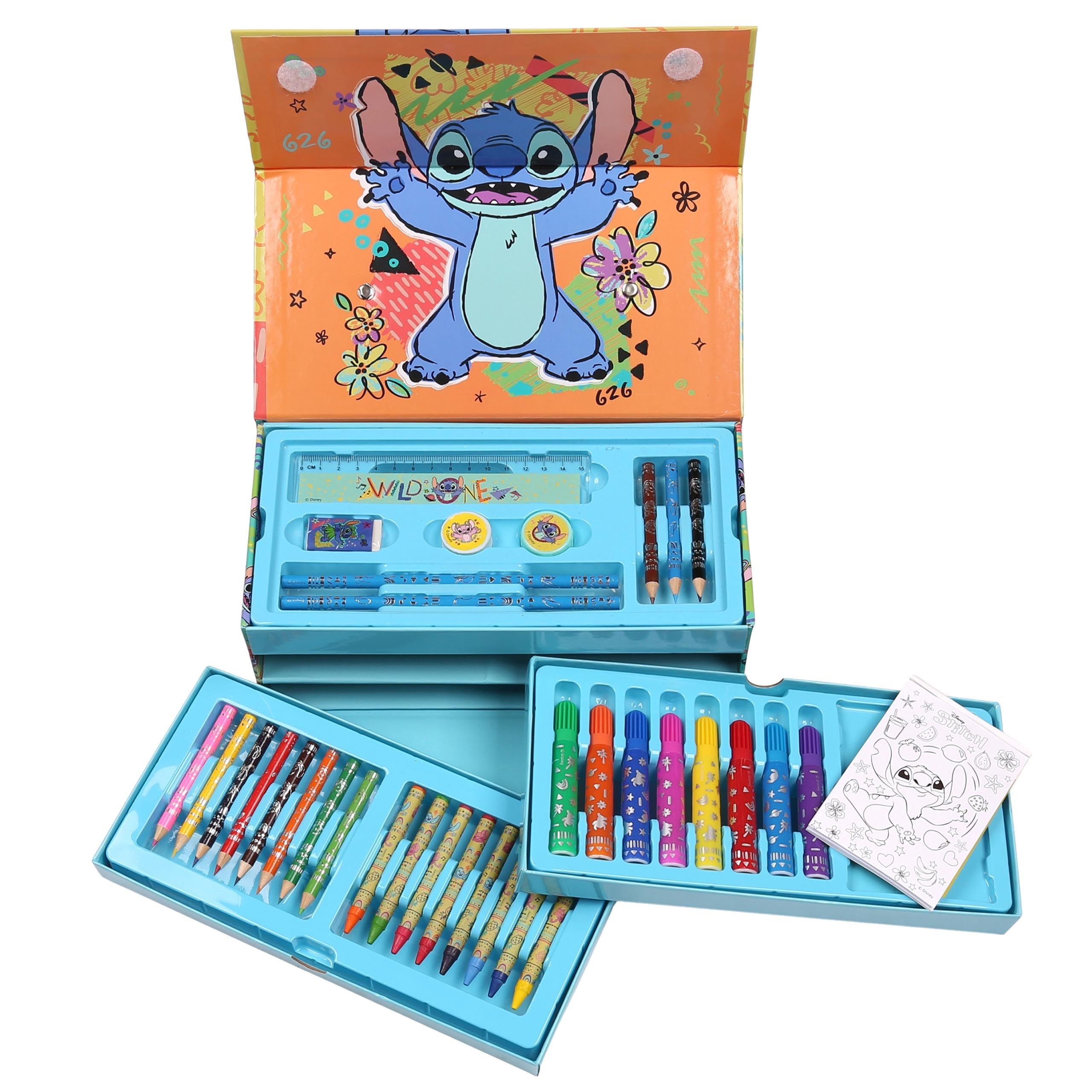 sarcia.eu Disney Stitch Art Set in a Box with Handle for Children Art Set including 34 Items (Stitch A)