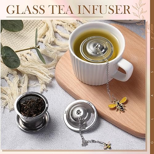 Miniatura 5 de 3 juegos de infusores de té para hojas de té sueltas más empinadas, infusores de bolas de té de acero inoxidable con bandejas de goteo y colgante de