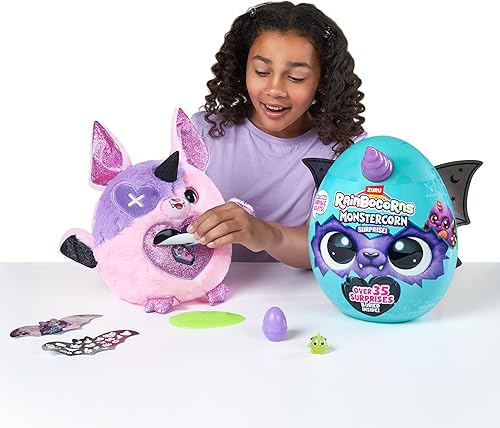 Miniatura 5 de Rainbocorns Monstercorn Surprise Werewolf - Juguete suave de desembalaje sorpresa, regalos de monstruo de fantasía para niñas, juego imaginario con