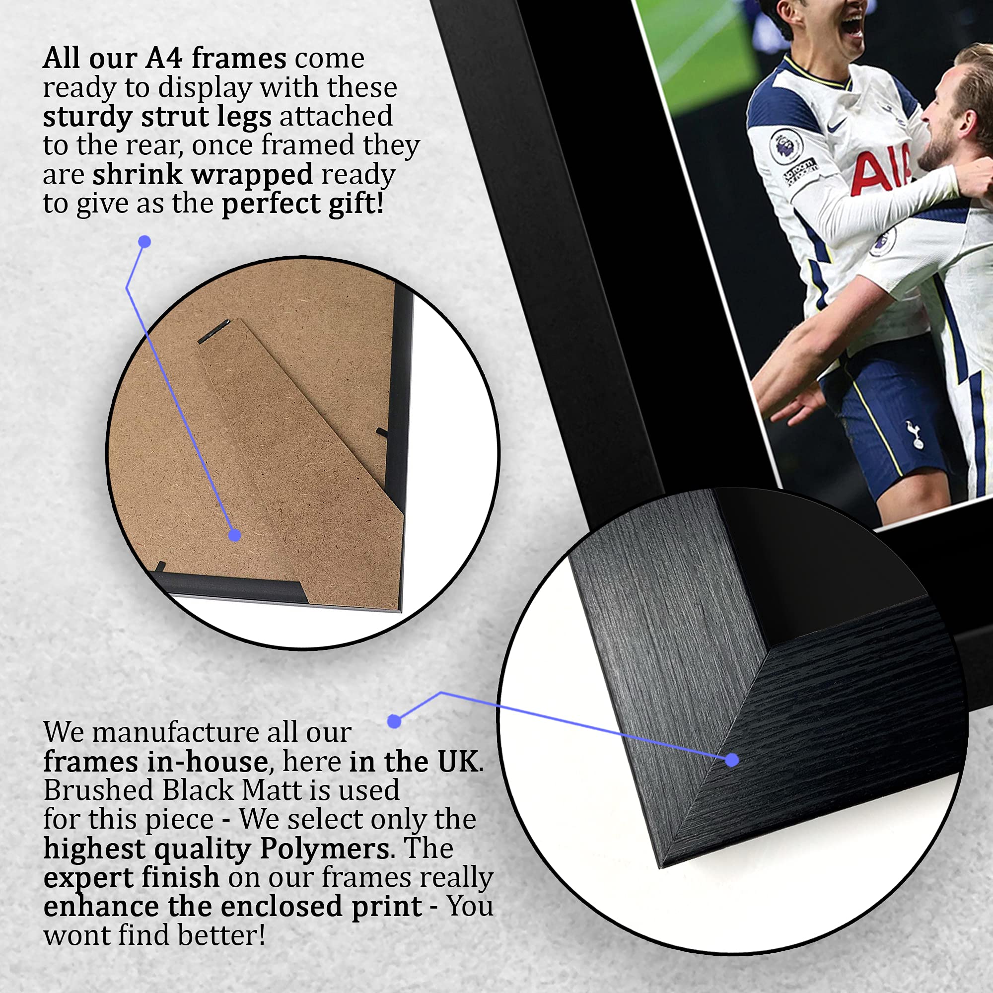 Harry Kane & Son Heung-min Autografata Foto A4 Cornice Regalo Calcio