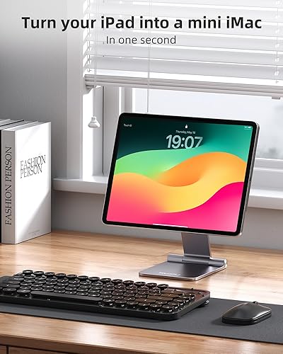 Miniatura 3 de KU XIU Soporte magnético plegable solo para iPad Pro 13 M4 2024, soporte de tableta de aleación de aluminio premium para escritorio, soporte