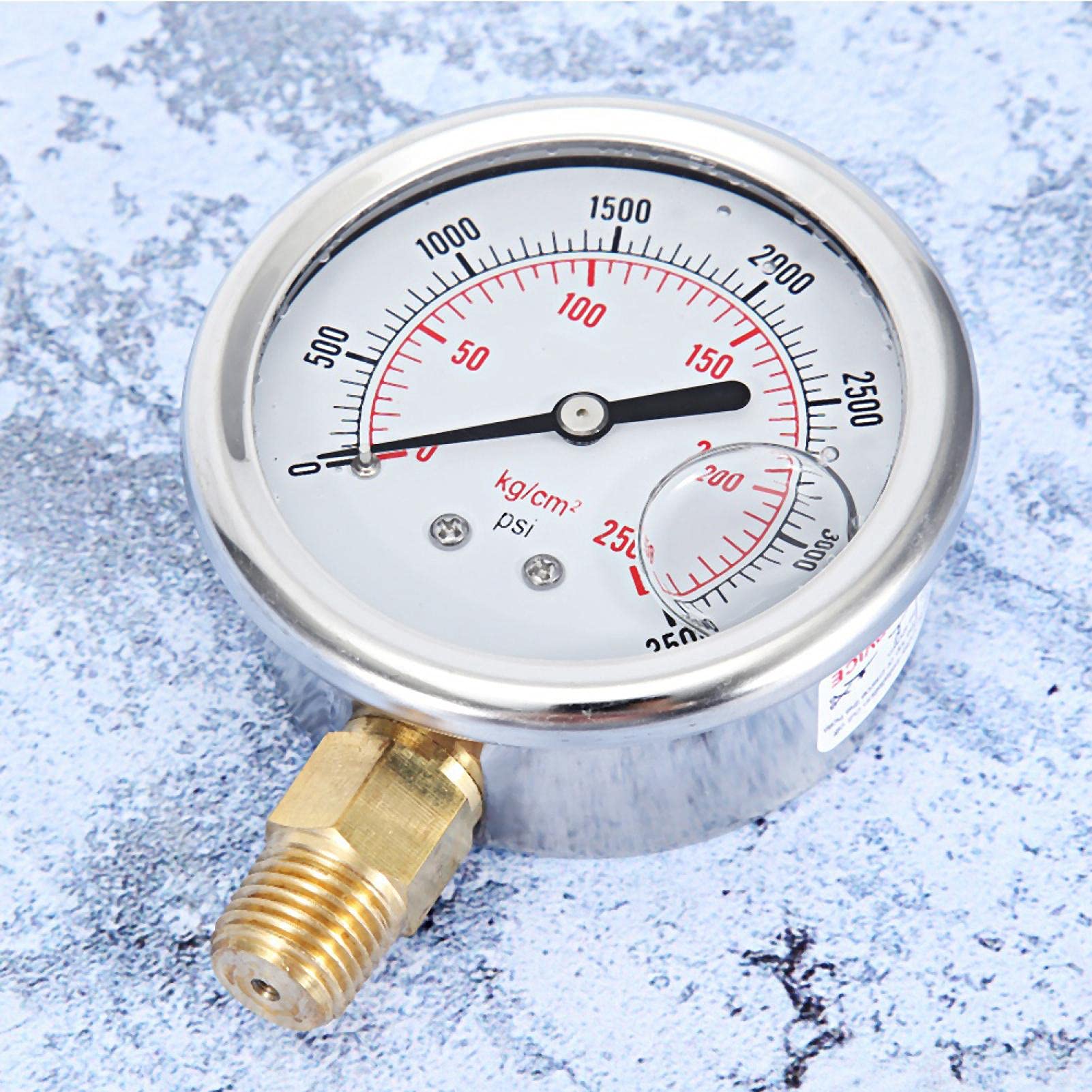 Manometro del Carburante, manometro a Liquido, manometro Idraulico a Liquido, manometro Idraulico a Liquido in Acciaio Inossidabile, manometro del Carburante 0-3500 PSI