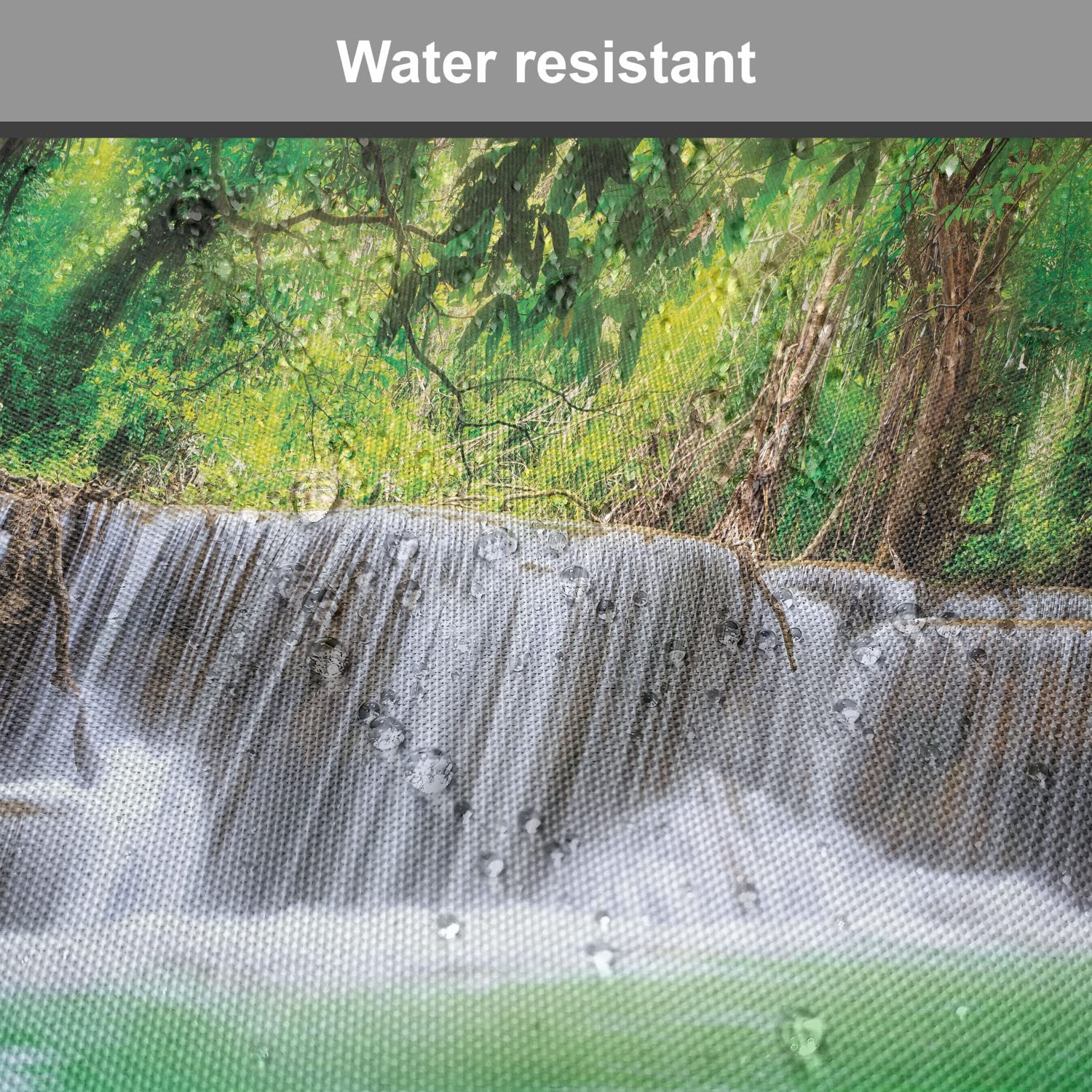 Lunarable Waterfall Chair Cushion Pads Set of 4, Waterfall in Tropical Forest Trees Thailand Kanjanaburi Sunny Day Image, Anti-Slip Seat Padding for Kitchen & Patio, 16"x16", Green Brown White - Image 6