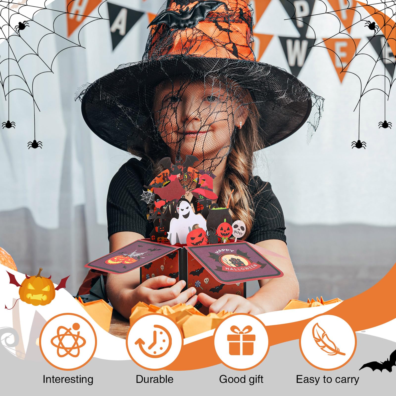 Halloween 3D Pop-Up Grußkarte – Mit Gruseligem Classic-Muster, Inkl. Umschlag, Für Deko & Partys