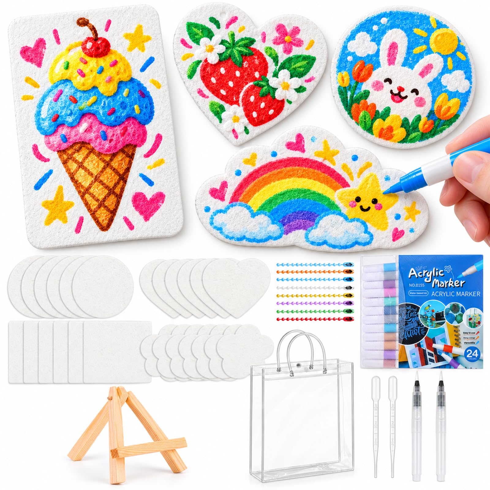 Awubsd 62 Pcs Magic Puffy Paint Kit 3D Bubble Popcorn Puffy Art Paper