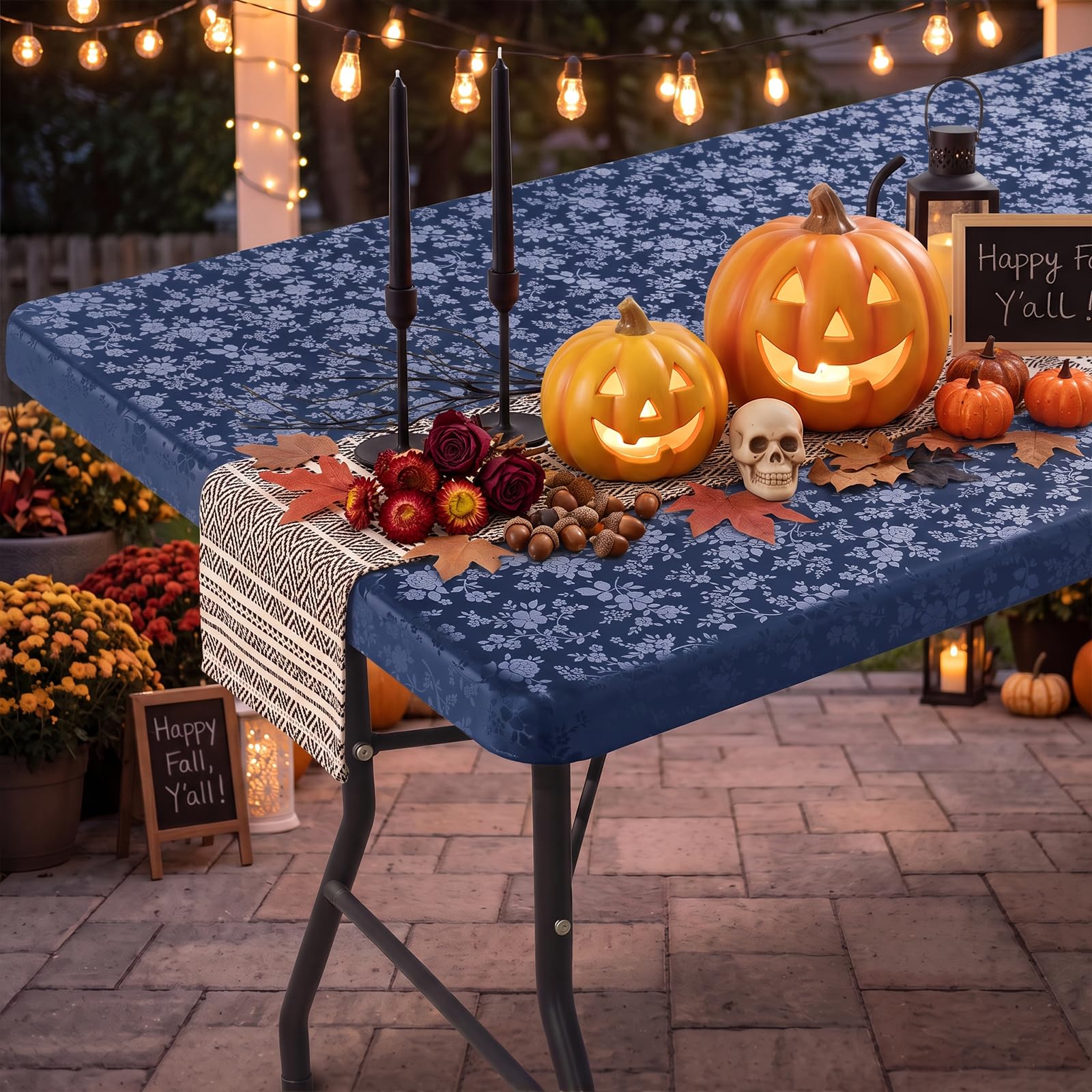 Smiry Heavy Duty Vinyl Fitted Tablecloths for 5 Foot Rectangle Tables