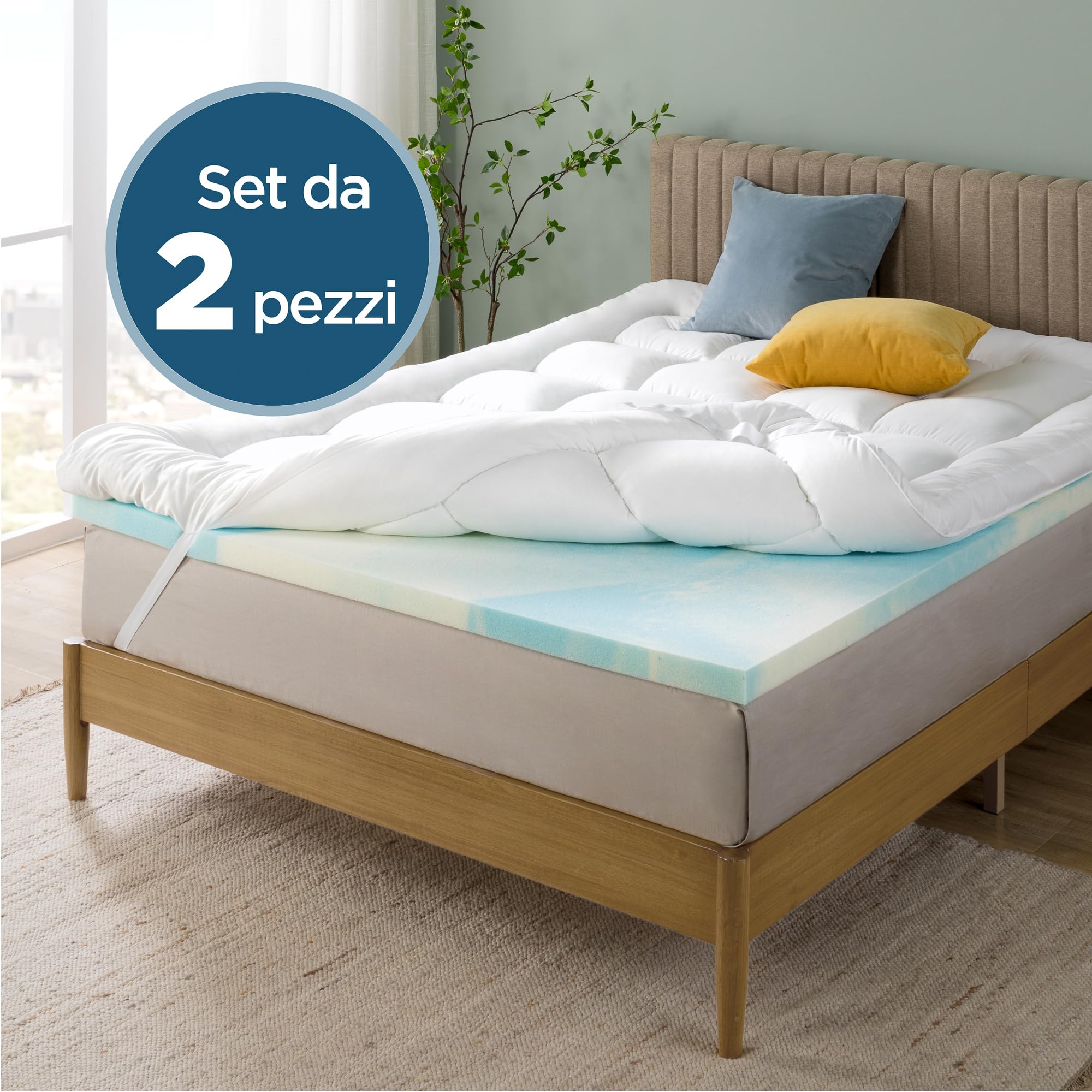 Zinus Matras Topper, polyester, wit, 190 x 80 cm