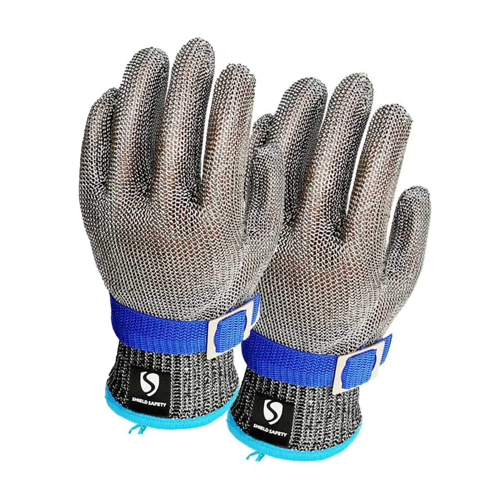 Guantes Anticortes, Guantes Resistentes a Cortes, 1 par de Guantes de Alambre de Acero 316L, anticortes, para Carnicero, Pesca, Tallado en Madera, Seguridad en el Trabajo.
