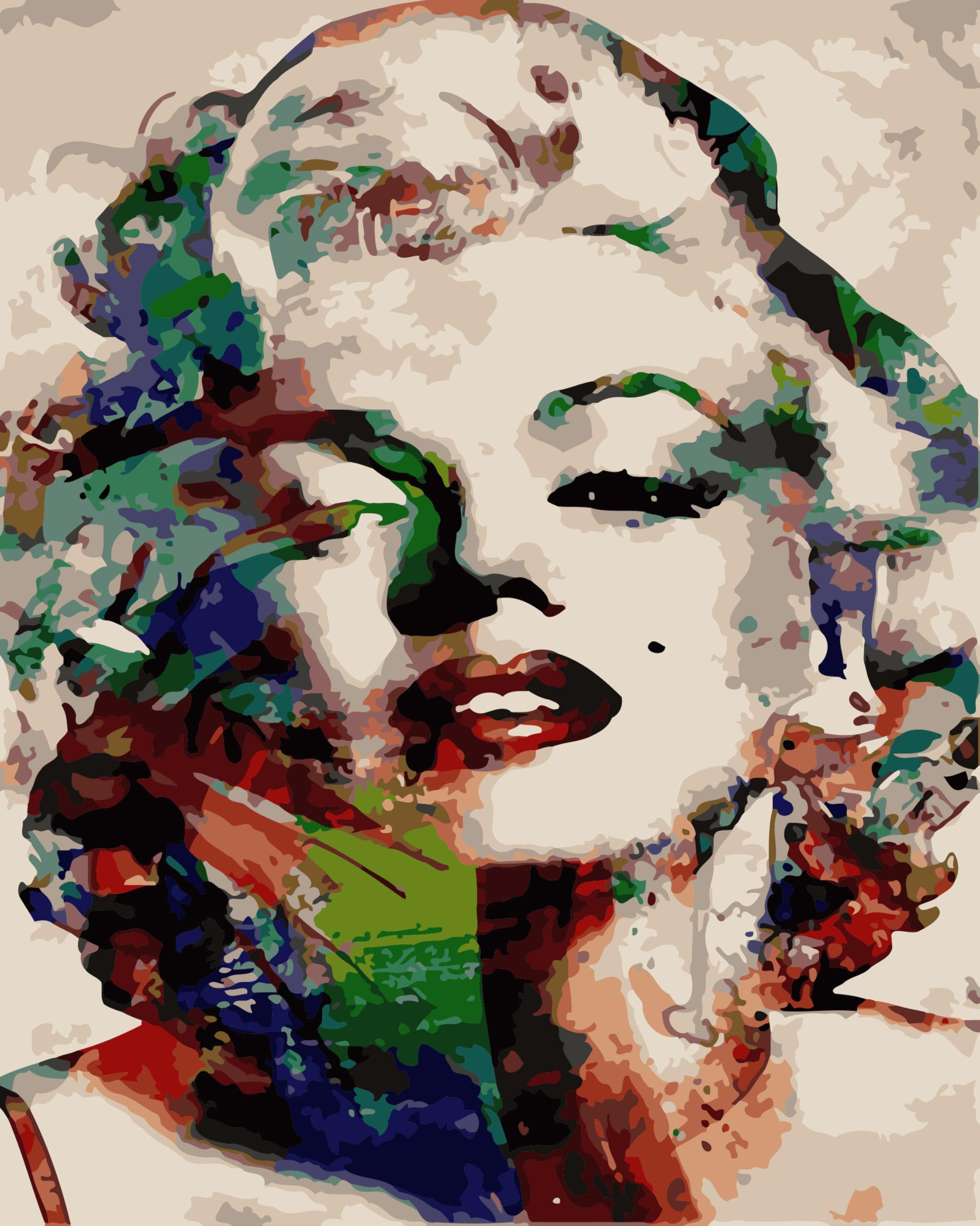 Diodark Women's 47913 Marilyn Monroe Paint By Numbers For Adults Kids Beginners, Diy Canvas Acrylic Oil Painting Kits,Painting Work For Relax And Home Wall Decoration 12X16inch (47913)