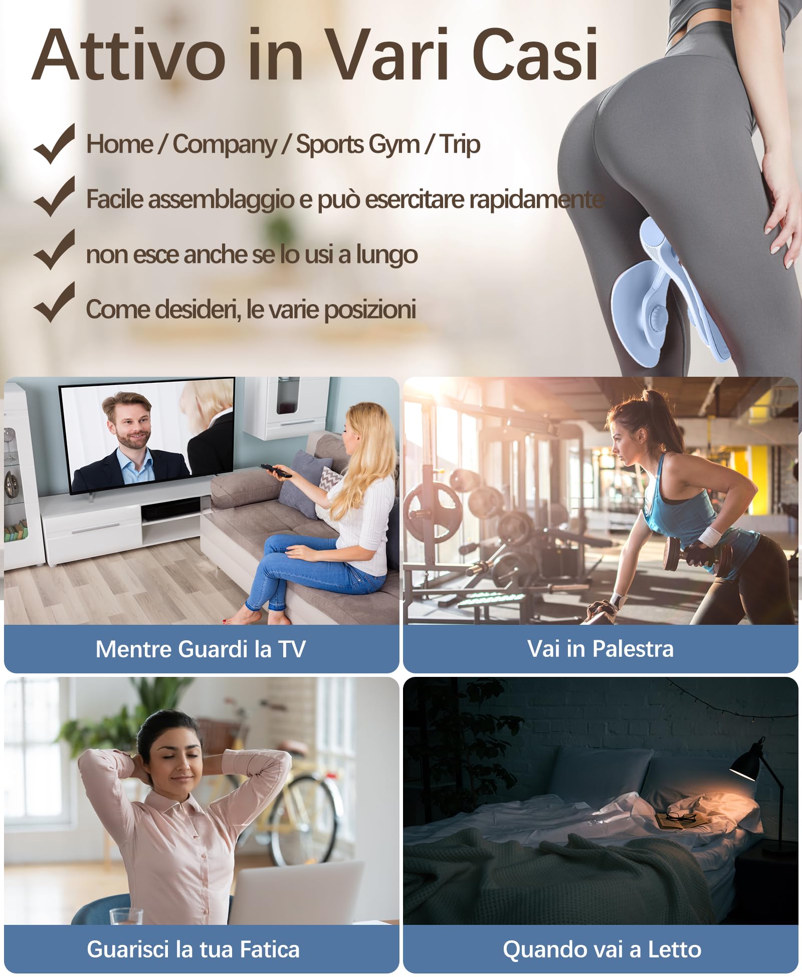 Attrezzo Interno Coscia 16KG Attrezzi Esercizi Pavimento Pelvico Muscoli Palestra in Casa Fitness Attrezzi Casa Pilates Allenamento a Casa per Addominali Glutei Arm Blaster (Bleu)