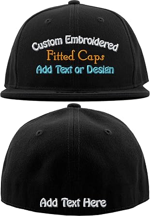 Custom Fitted Cap Personalized Embroidery with Text or Logo Front & Back Stitching