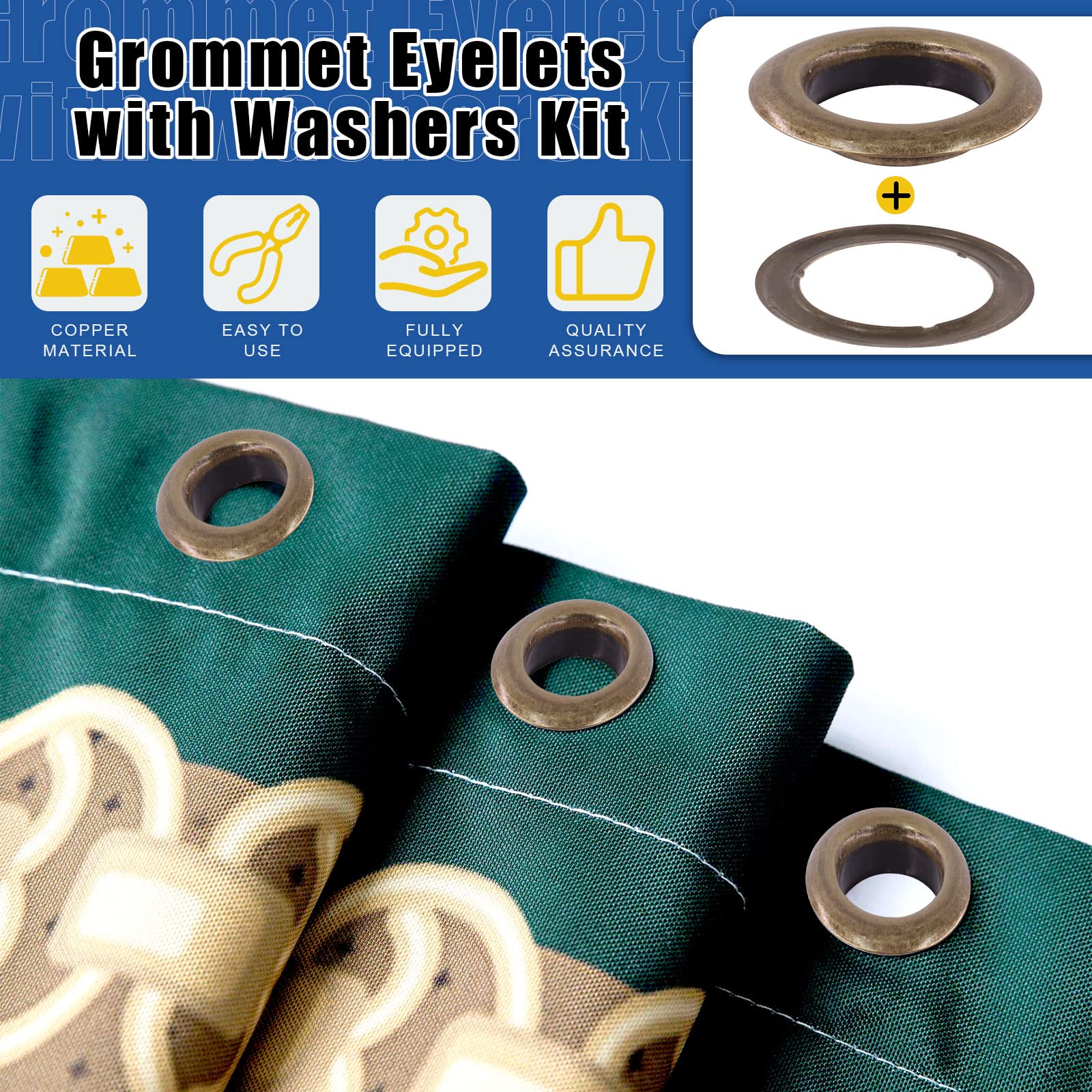 25 Piece Antique Brass Grommets - 1 Inch Screened Grommets With Washers For Crafts & Projects
