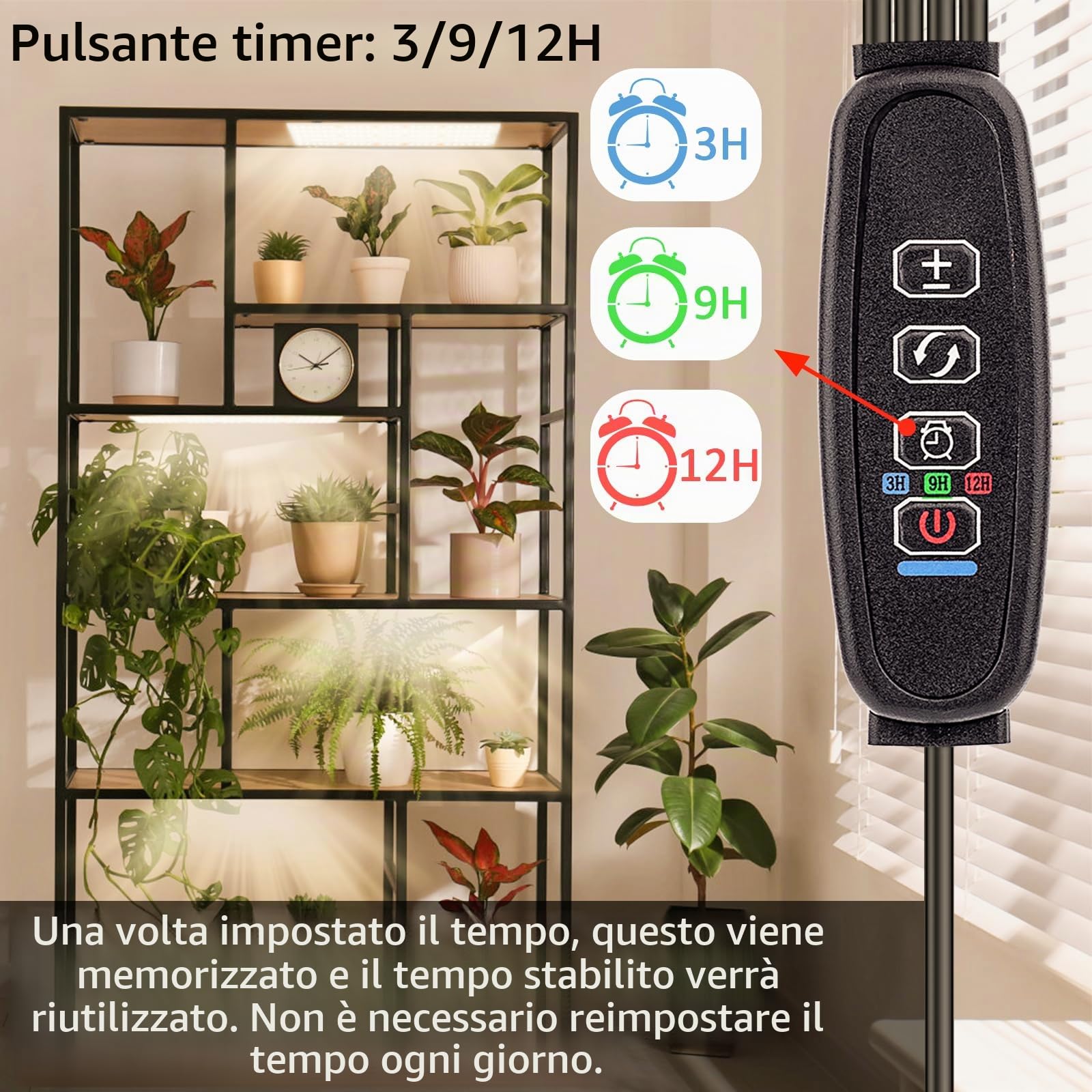 FIVAVA LED Luce per Piante da Interno Spettro Completo, 135 LEDs x 4pcs Lampada per Piante, Grow Light Ldeale per Piante da Interno, Iampada Piante con Timer 3/9/12 Ore, 10 Luminosità