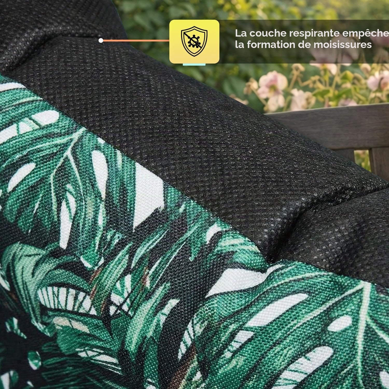 SuperKissen24. Coussin Dossier pour Banc de Jardin Canapé - 120x50 cm et Appui 120x60 cm + 2X 48x96 cm Coussin de Chaise Longue - Bain de Soleil - Intérieur/Extérieur - Imperméable - Exotic