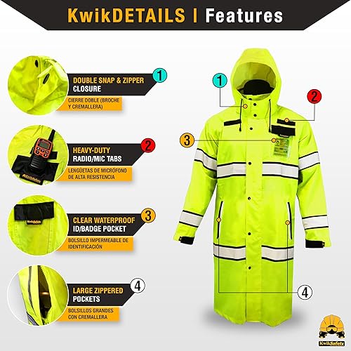 Miniatura 4 de KwikSafety - Charlotte, NC - Chaqueta de lluvia TORRENT de alta visibilidad y baberos de lluvia RIVER OTTER Clase 3 Cumple con ANSI OSHA