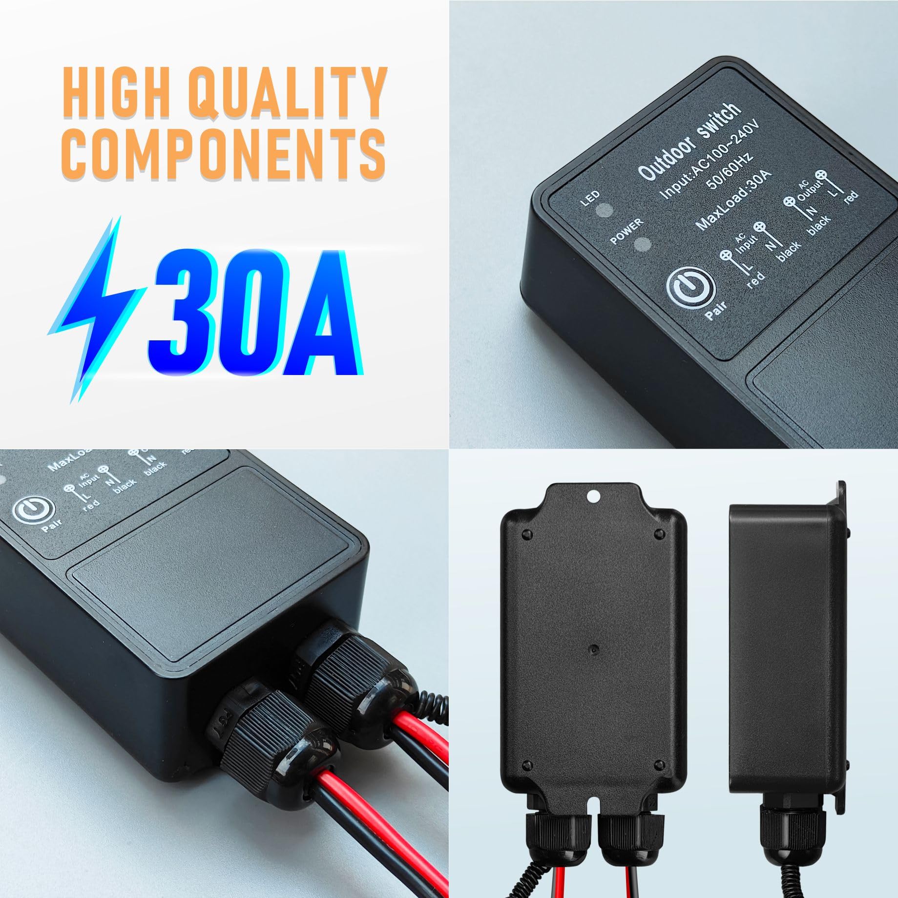 Interruttore Radio Controllo 230V 30A Impermeabile | Per Luci, Pompe, Garage | Portata 50m | 433MHz - Foto 8