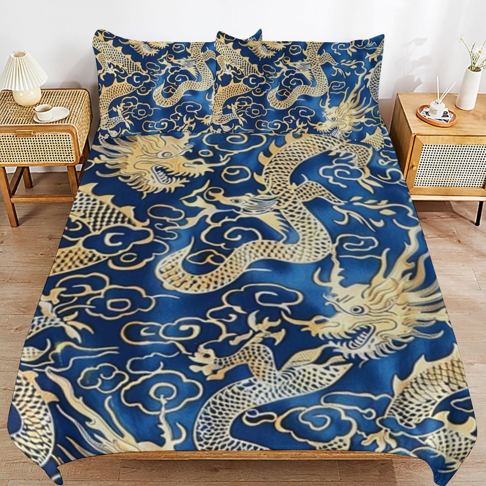 Funda nórdica de dragón de 135x200 cm antiarrugas en microfibra para un dormitorio ordenado