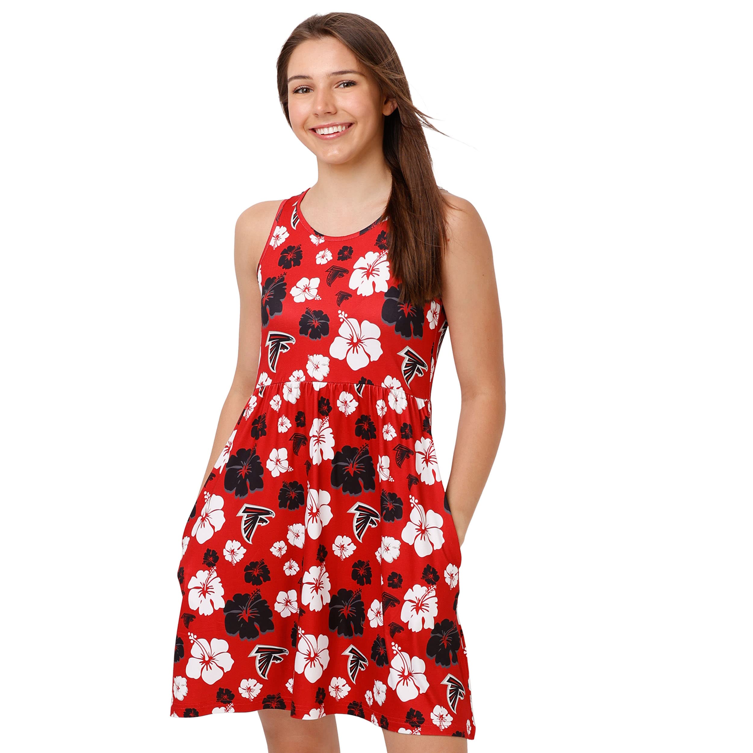 FOCO Women's NFL Team Logo Ladies Fashion Floral Sundress