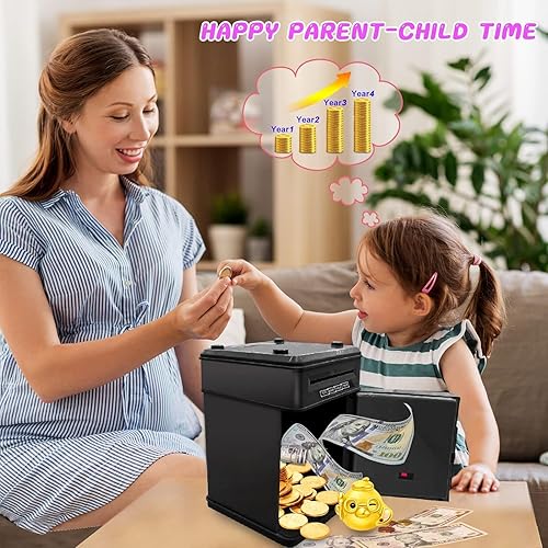 Miniatura 3 de Alcancía de juguete para niños y niñas de 3 a 9 años de edad, cajero automático electrónico con contraseña segura para niños, caja de ahorro de