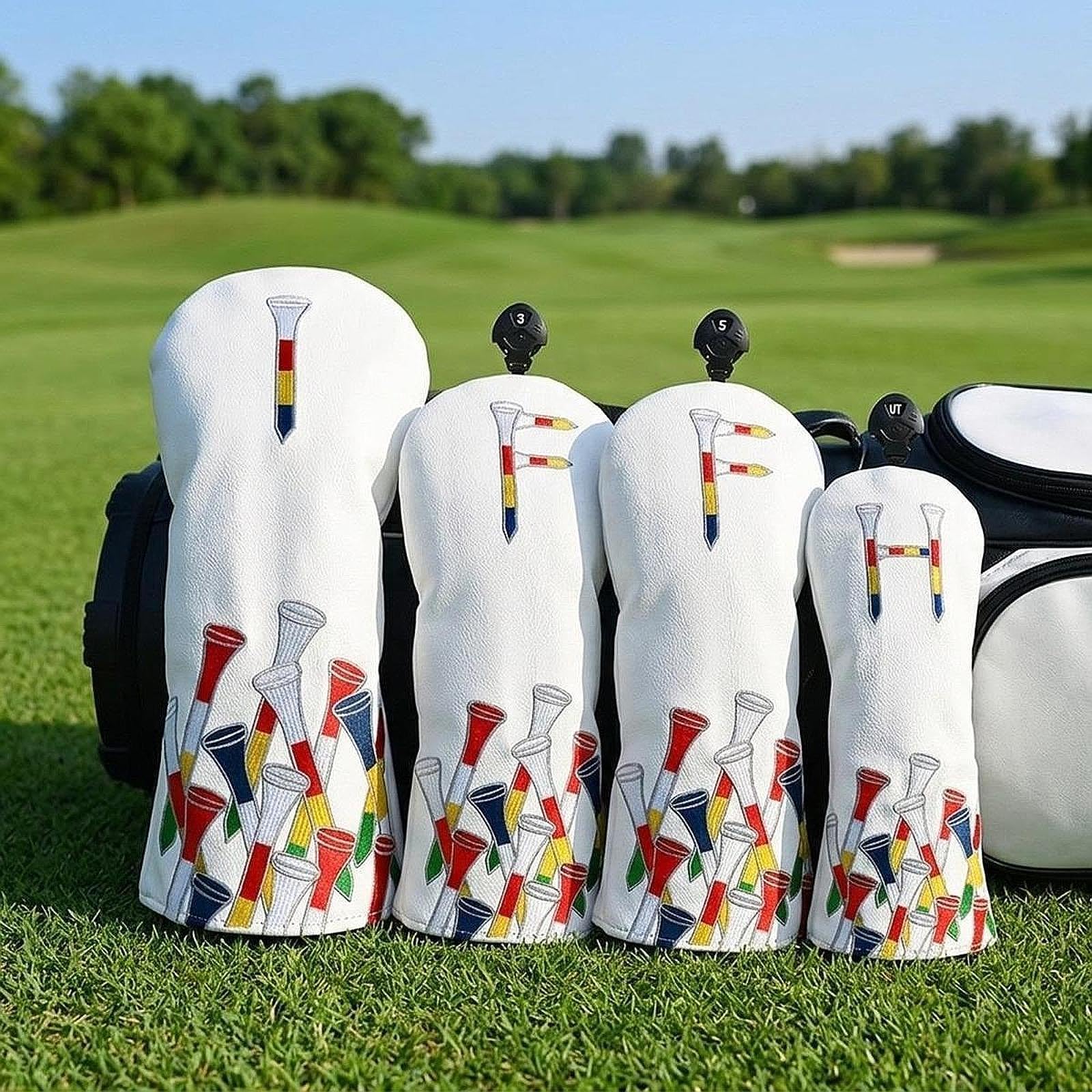 4 Teiliges Set Golfschlägerkopf Schutzhüllen, Glatte Schutzhüllen für Erwachsene Golfspieler