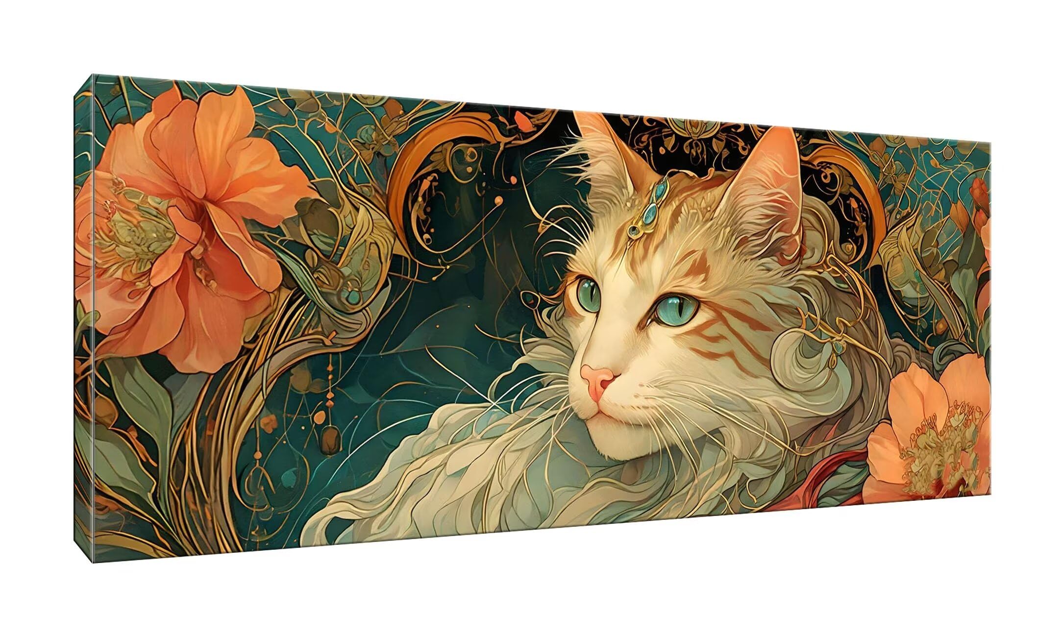 Malen Nach Zahlen Erwachsene xxl, Paint by Numbers Malen Nach Zahlen Blume Katze, DIY Geschenk Art mit Pinseln und Acrylfarben Handgemalt Ölgemälde Leinwand für Home Décor, Ohne Rahmen 80x160cm W-834