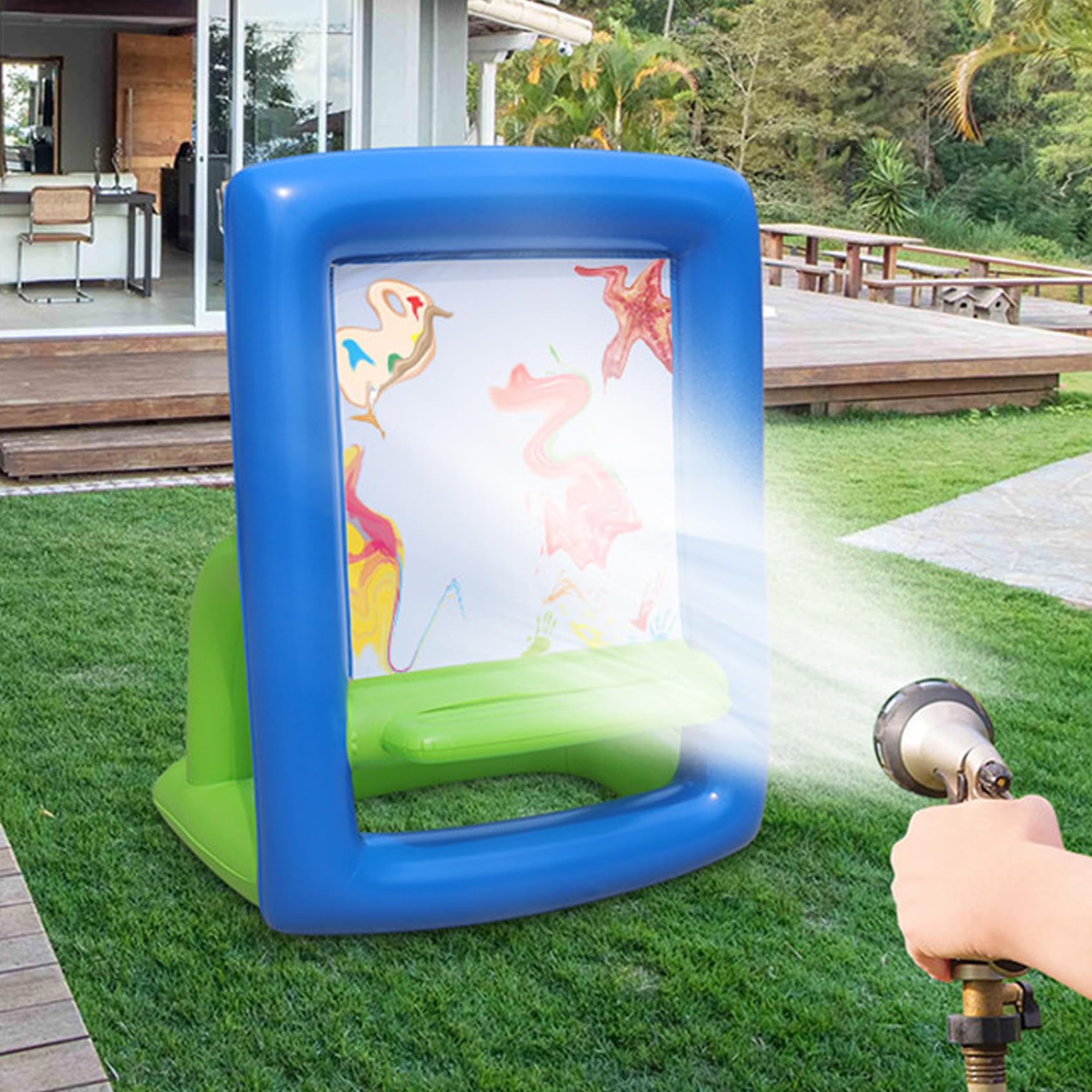 Cavalletto per Bambini - Cavalletto Artistico Gonfiabile e Lavabile in PVC per Bambini Piccoli Lavagna per dipingere e disegnare su Entrambi i Lati per Uso Interno ed Esterno