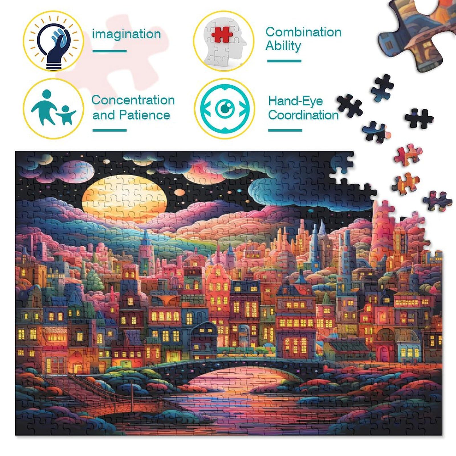 City Night Scenery Puzzle dla dorosłych 1000 sztuk Puzzle dla dorosłych Puzzle Puzzle Zabawki 1000 sztuk Puzzle Wyzwanie Dla Dorosłych Wystrój domu 1000 sztuk (75 x 50 cm)