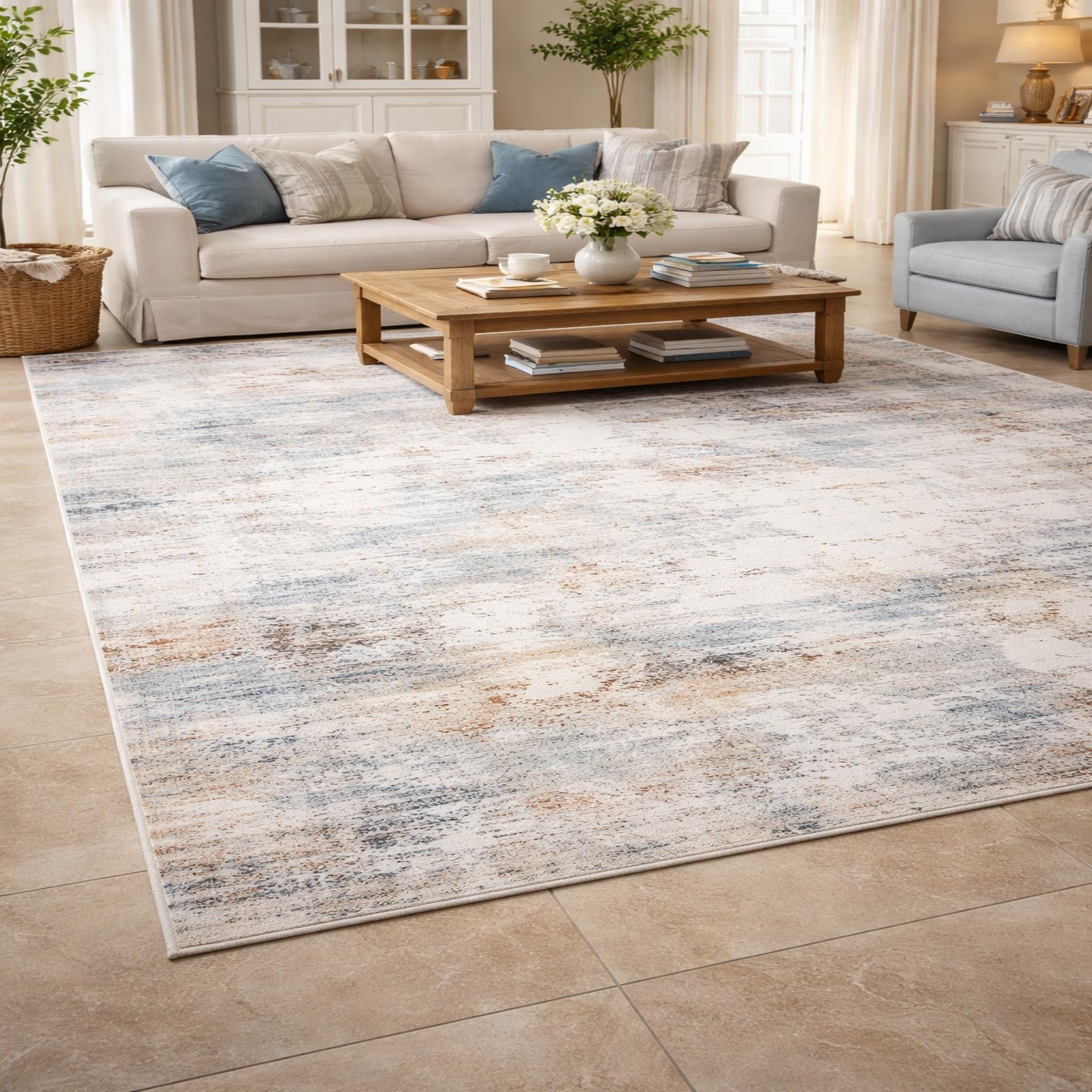 Tapis intérieur moderne abstrait multicolore 80x120 cm facile à laver