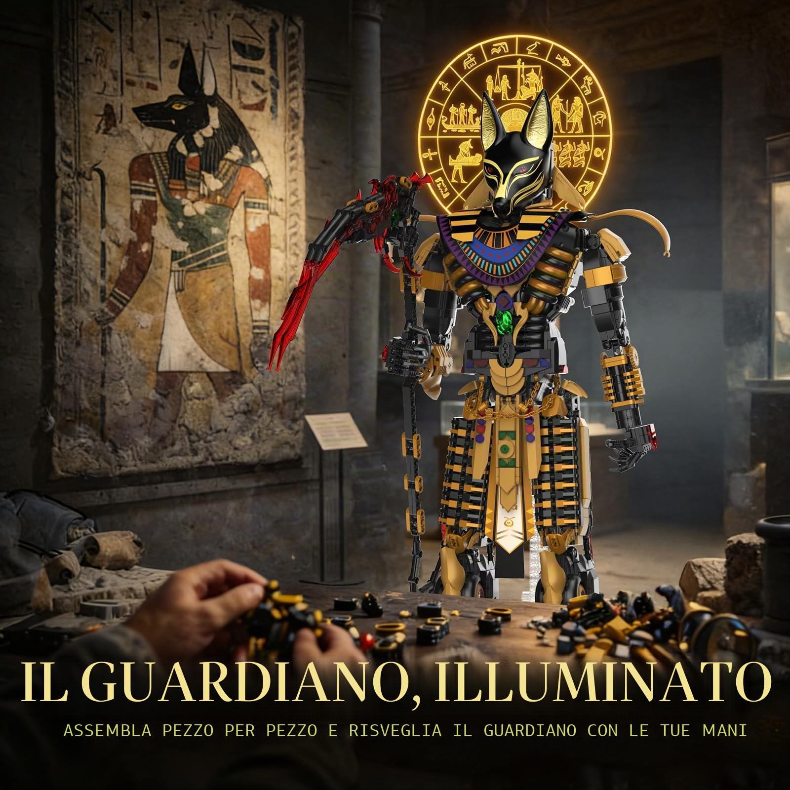 JMBricklayer Kit di Costruzione Meccanico Anubis Mitico 70012, Giocattoli da Collezione per Adulti, Modello del Dio dell'Antico Egitto, 3810 Pezzi