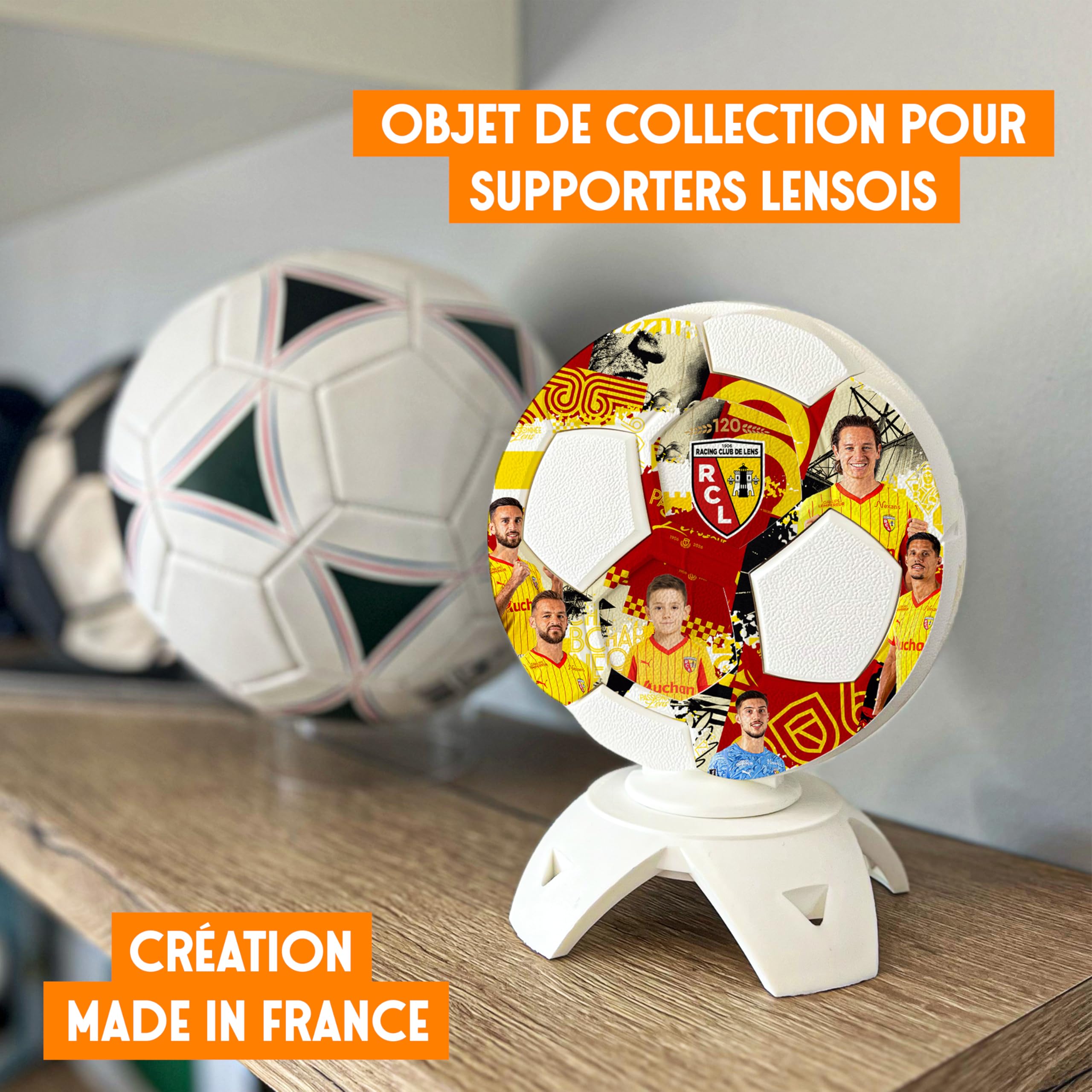 Trophée Collector RC Lens Officiel – Personnalisable avec Photo, Nom & Numéro | Objet de Collection Supporter, Cadeau Unique Made in France