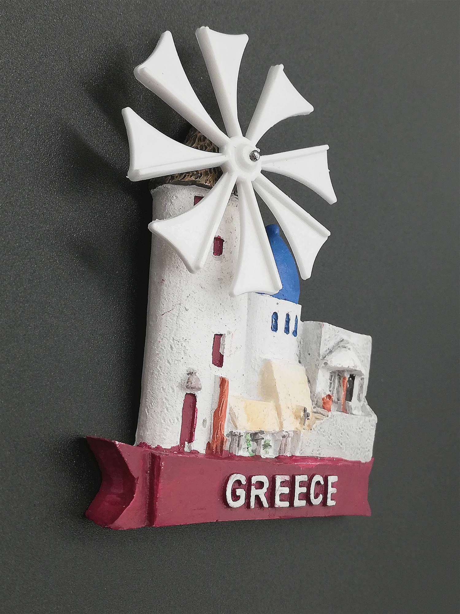 Calamita da frigorifero 3D con mulino a vento di Santorini Grecia