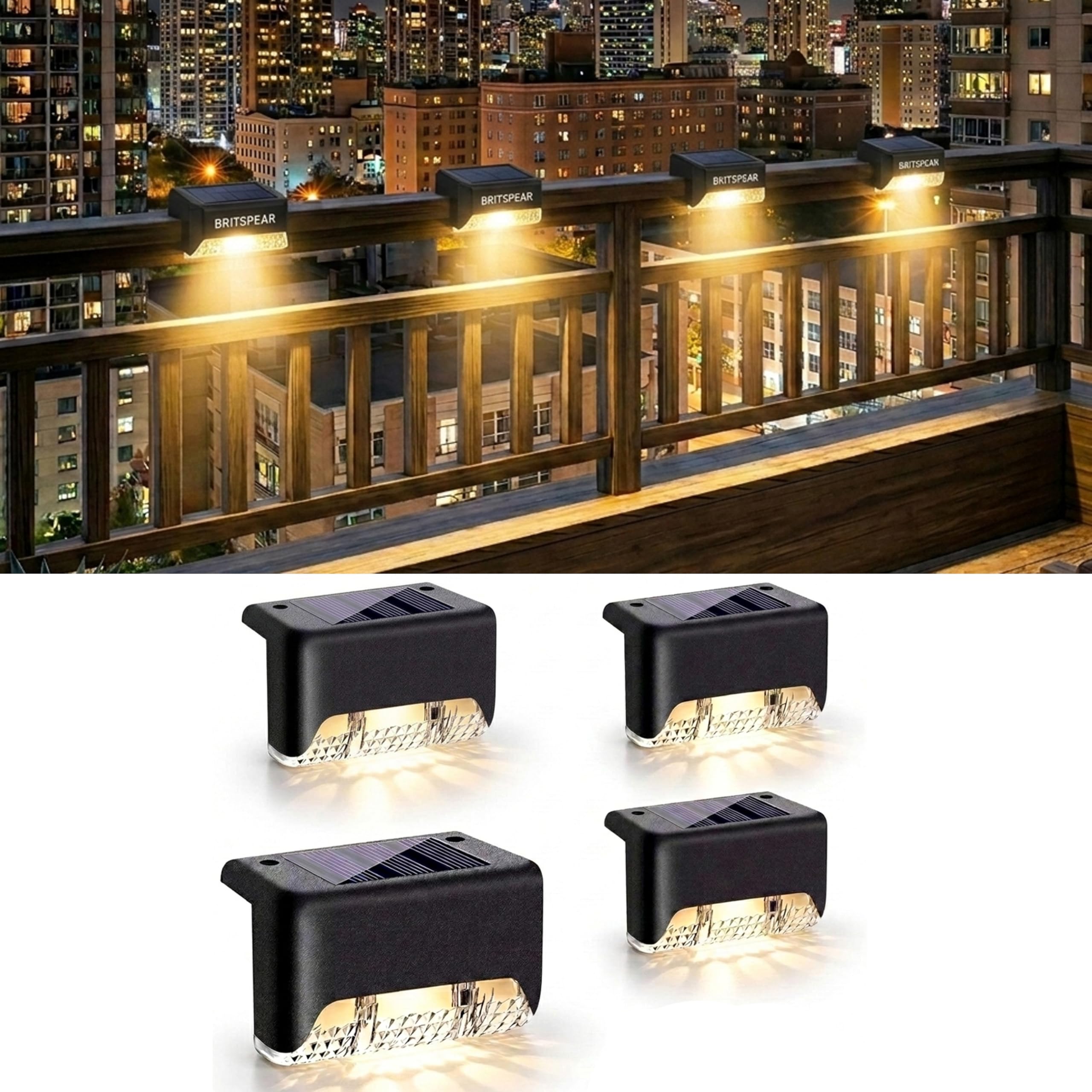 BRITSPEAR Waterproof LED Solar Powered Deck Stair Outdoor Light for Railing, Wall Garden,Pathway, Backyard, Patio, and Balcony Decoration (20, Standard)-image-38